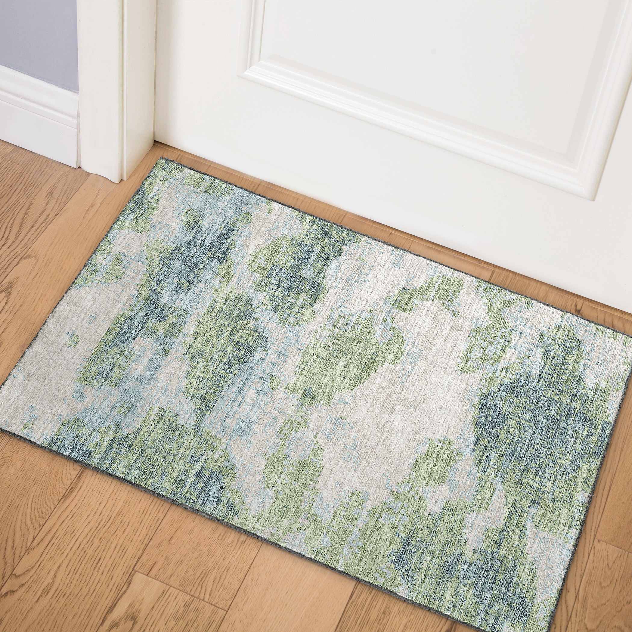 Luxury Machine Washable Indoor/Outdoor Transitional CM6 Meadow Green Rug 1'8" x 2'6" #shape_Rectangle