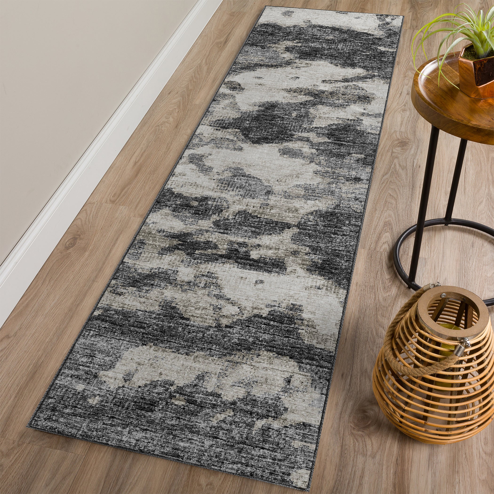 Luxury Machine Washable Indoor/Outdoor Transitional CM6 Midnight Black Rug 2'3" x 7'6" #shape_Runner
