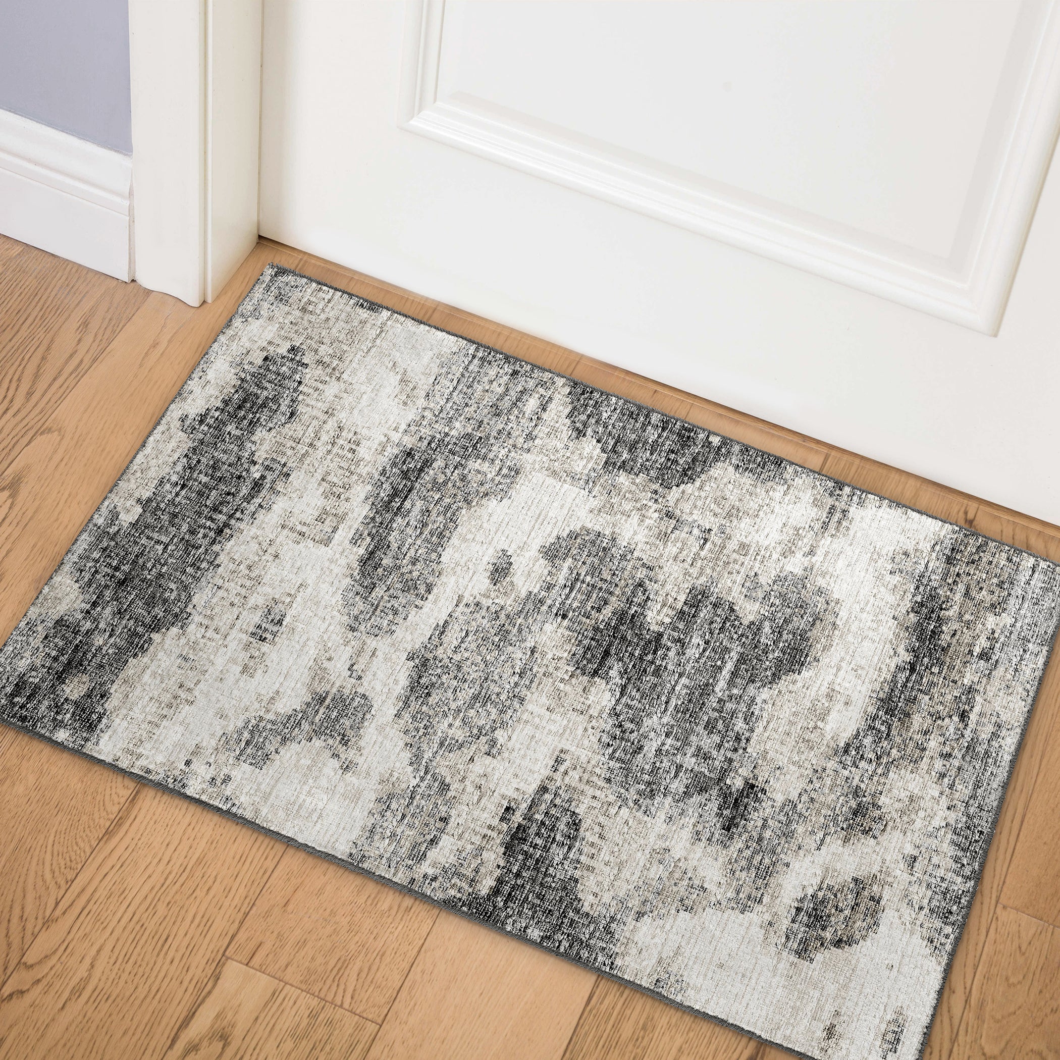 Luxury Machine Washable Indoor/Outdoor Transitional CM6 Midnight Black Rug 1'8" x 2'6" #shape_Rectangle