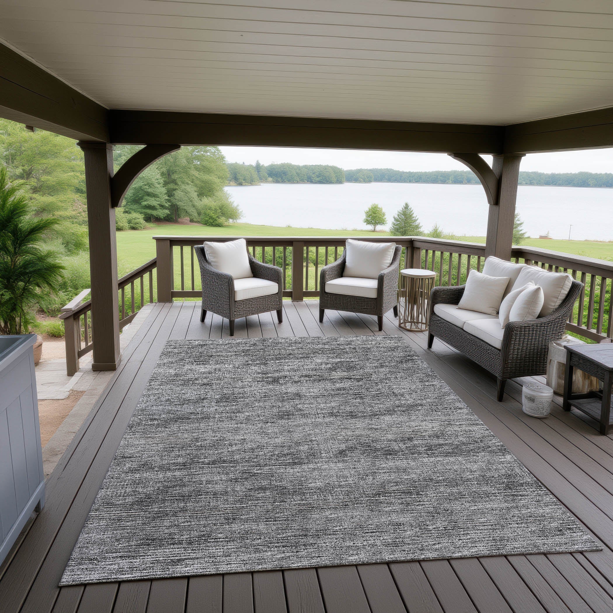 Indoor/Outdoor Transitional CR1 Charcoal Gray Rug 3' x 5' #shape_Rectangle
