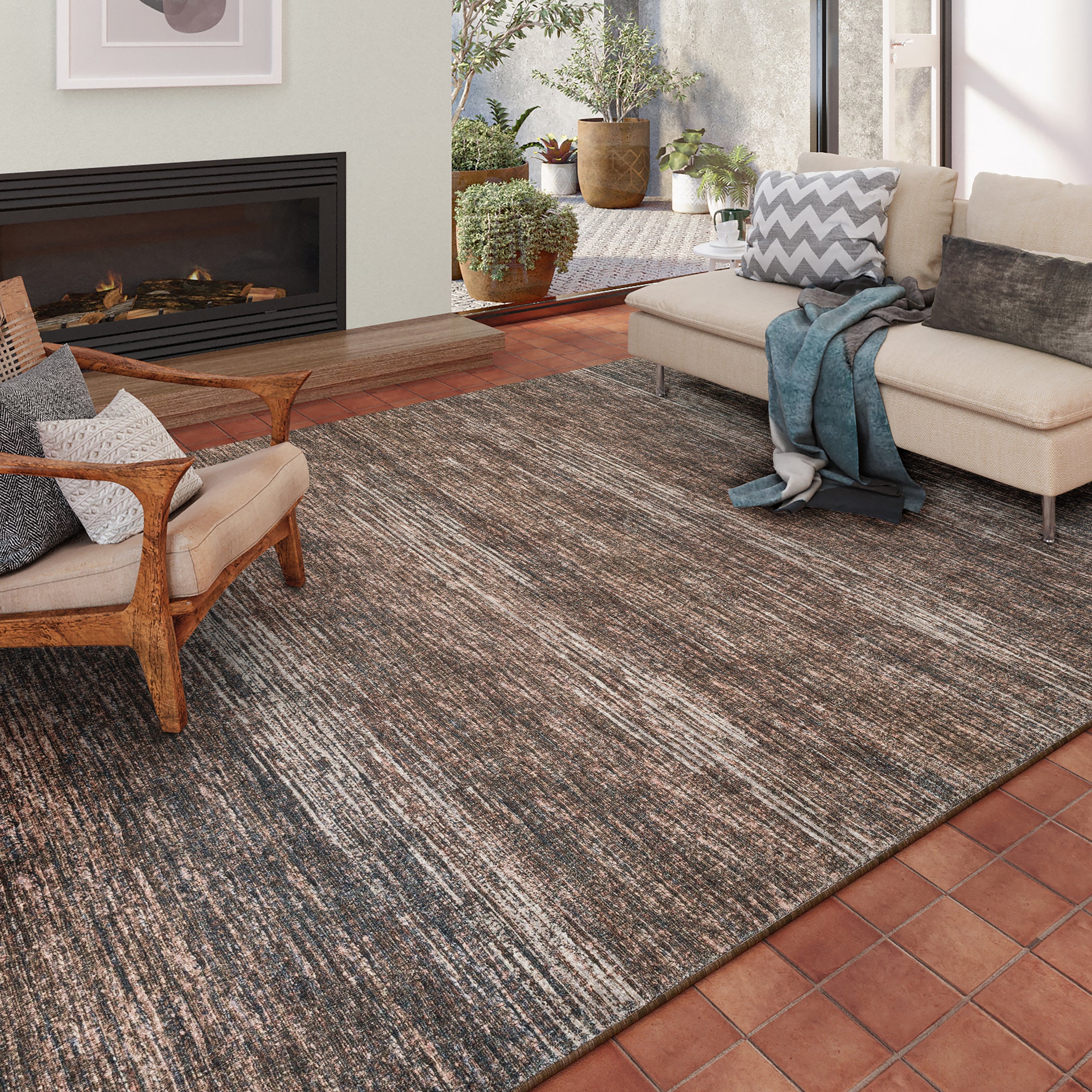 Indoor/Outdoor Transitional CR1 Chocolate Brown Rug 3' x 5' #shape_Rectangle