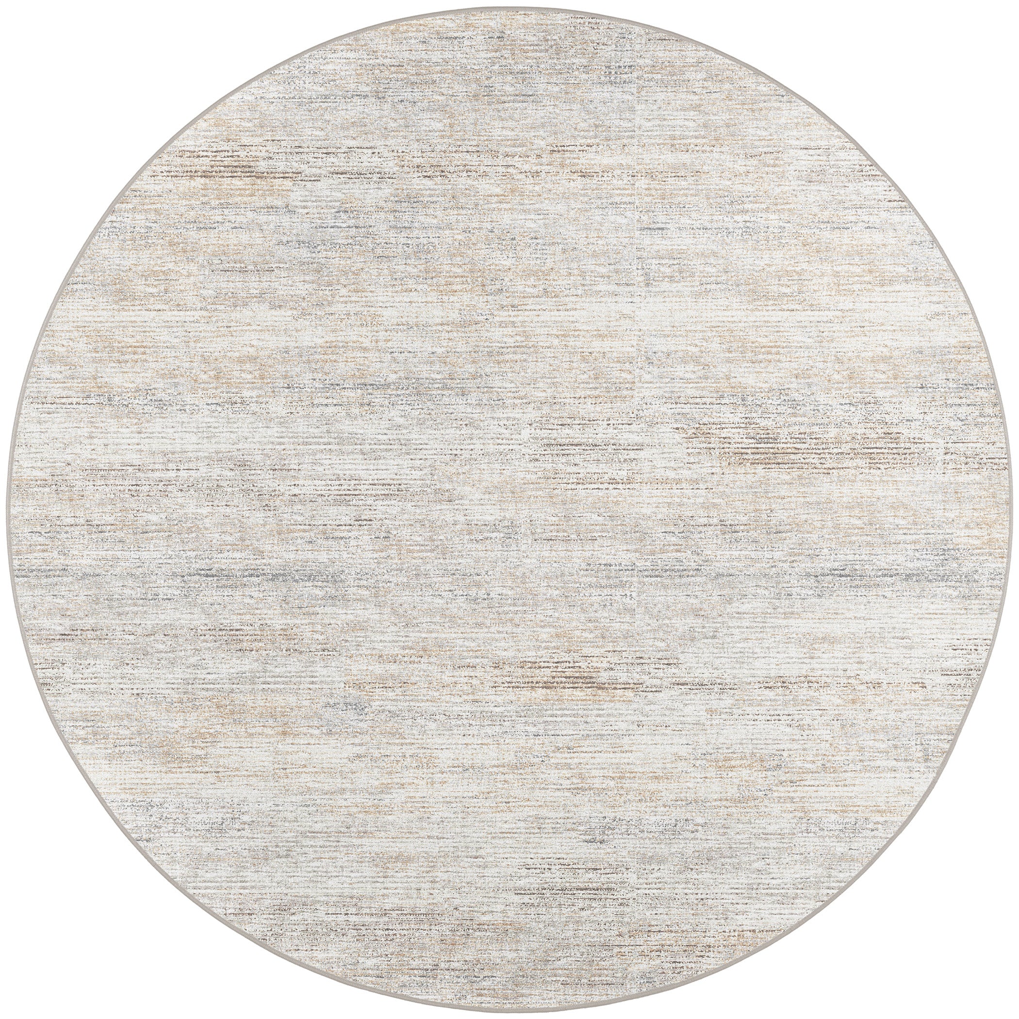 Indoor/Outdoor Transitional CR1 Linen Ivory Rug 4' x 4' #shape_Round