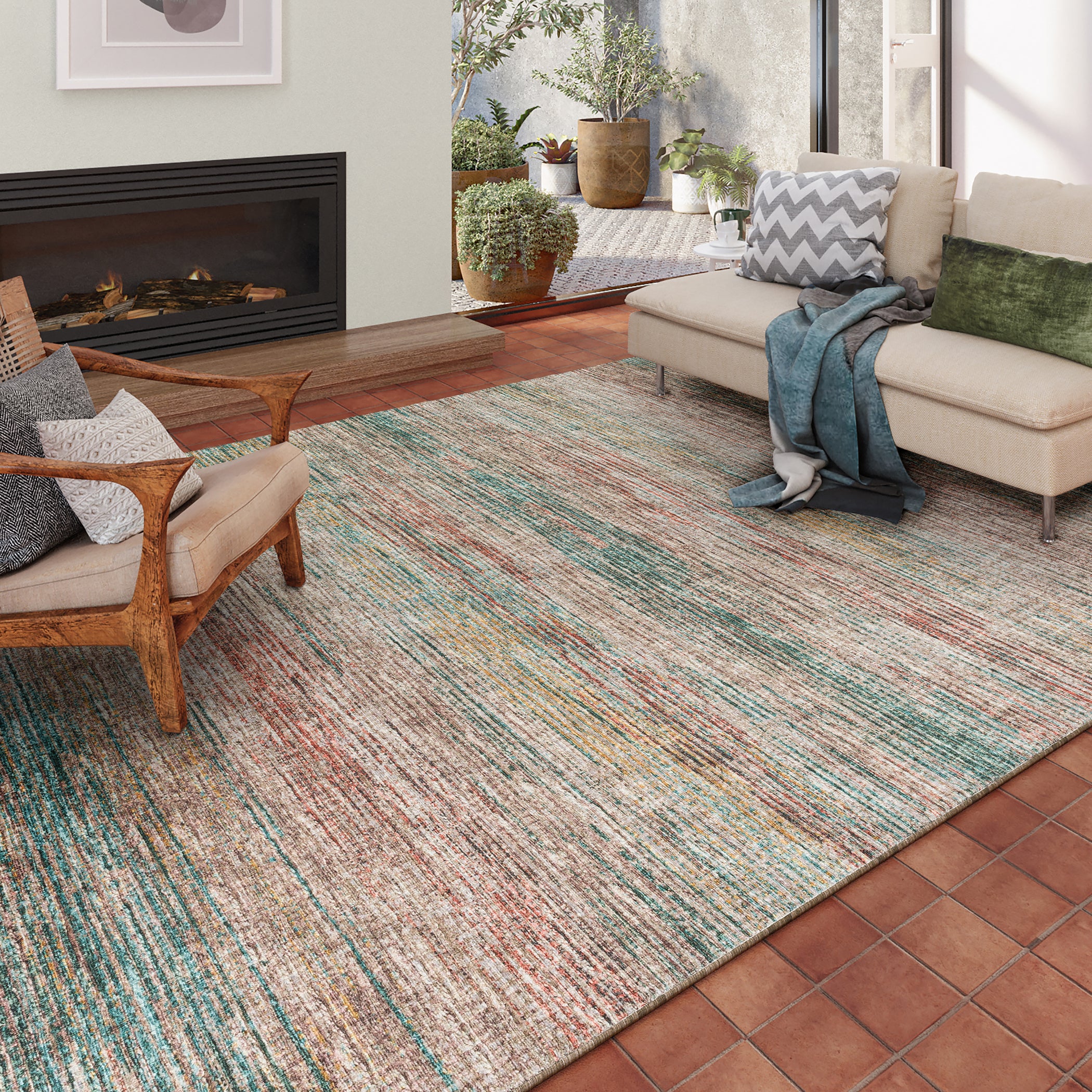 Indoor/Outdoor Transitional CR1 Mocha Brown Rug 3' x 5' #shape_Rectangle