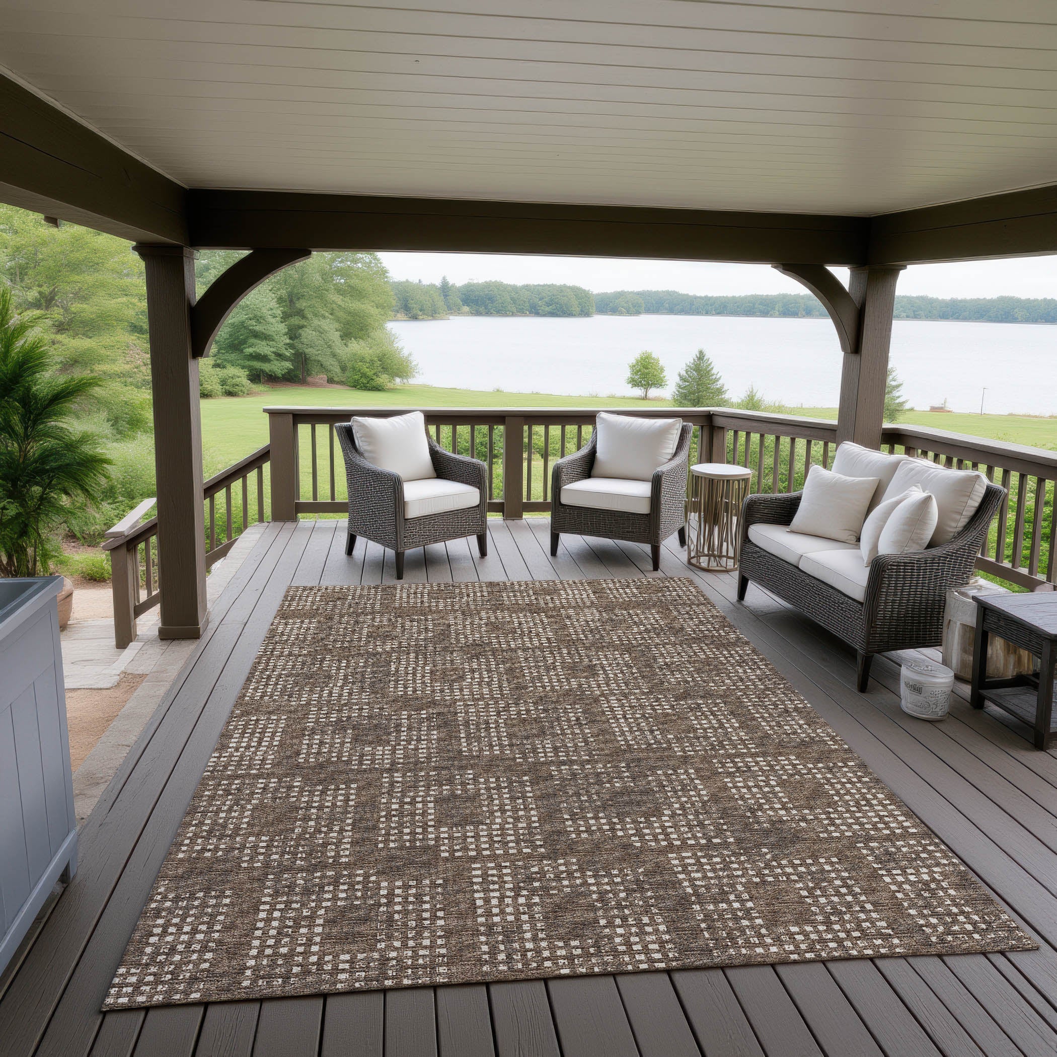 Indoor/Outdoor Transitional DA1 Chocolate Brown Rug 3' x 5' #shape_Rectangle