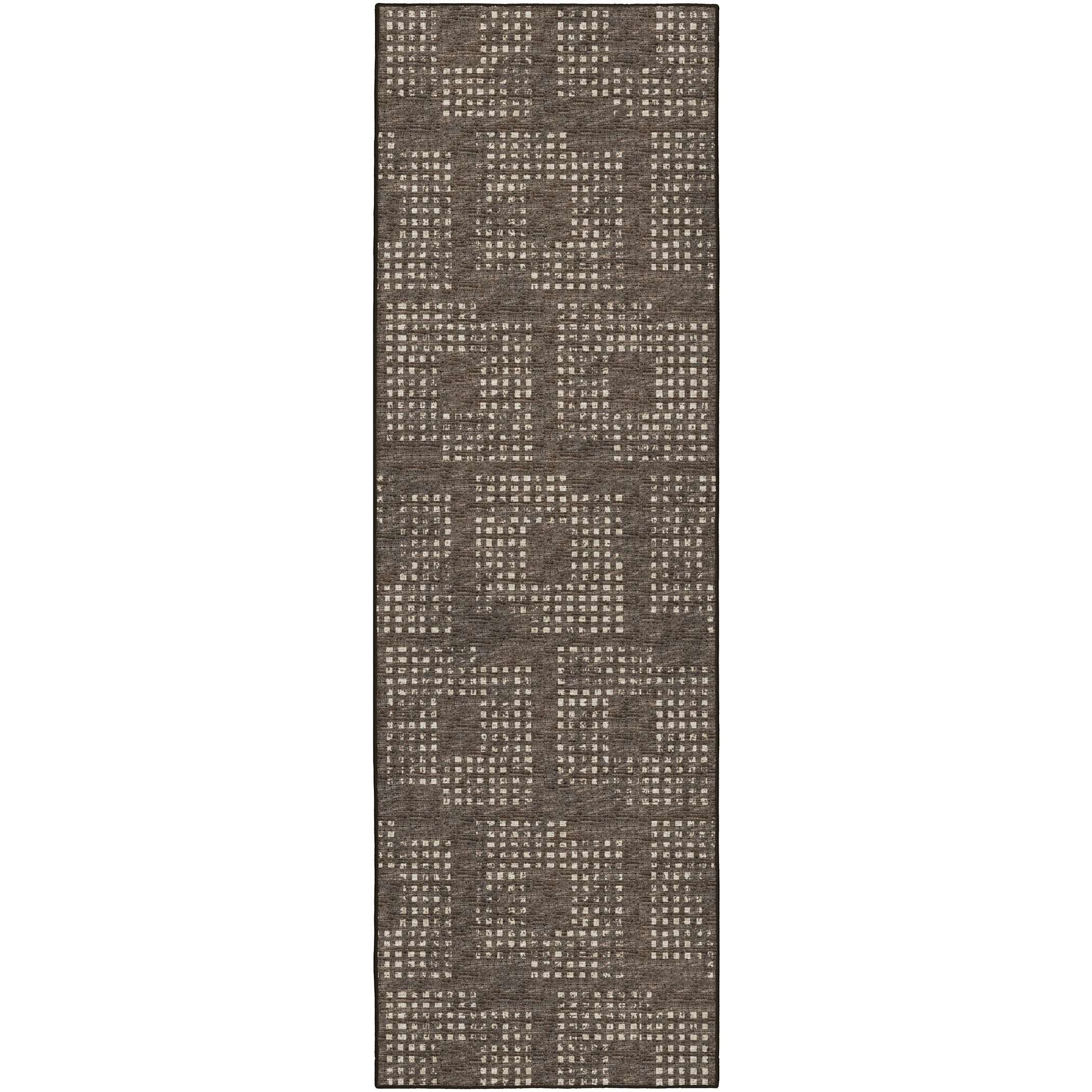 Indoor/Outdoor Transitional DA1 Chocolate Brown Rug 2'6" x 10' #shape_Runner