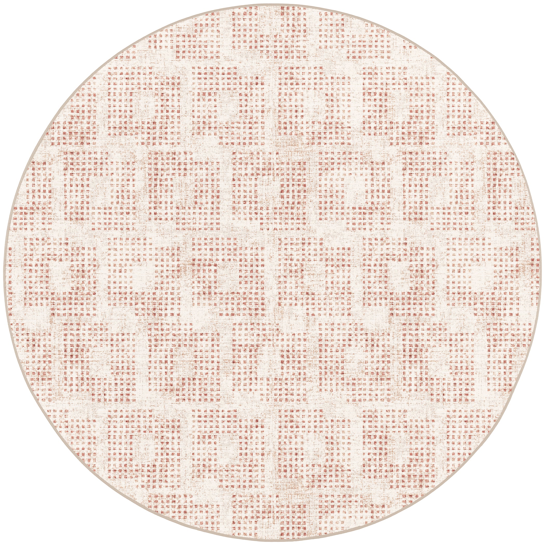 Indoor/Outdoor Transitional DA1 Linen Ivory Rug 4' x 4' #shape_Round