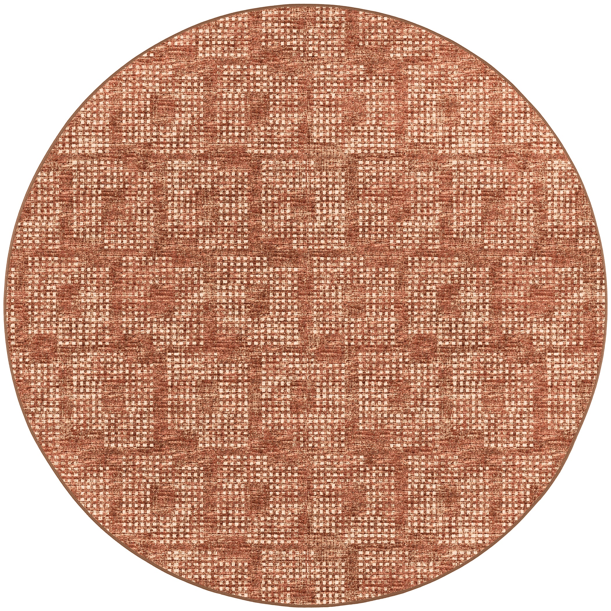 Indoor/Outdoor Transitional DA1 Paprika Orange Rug 4' x 4' #shape_Round