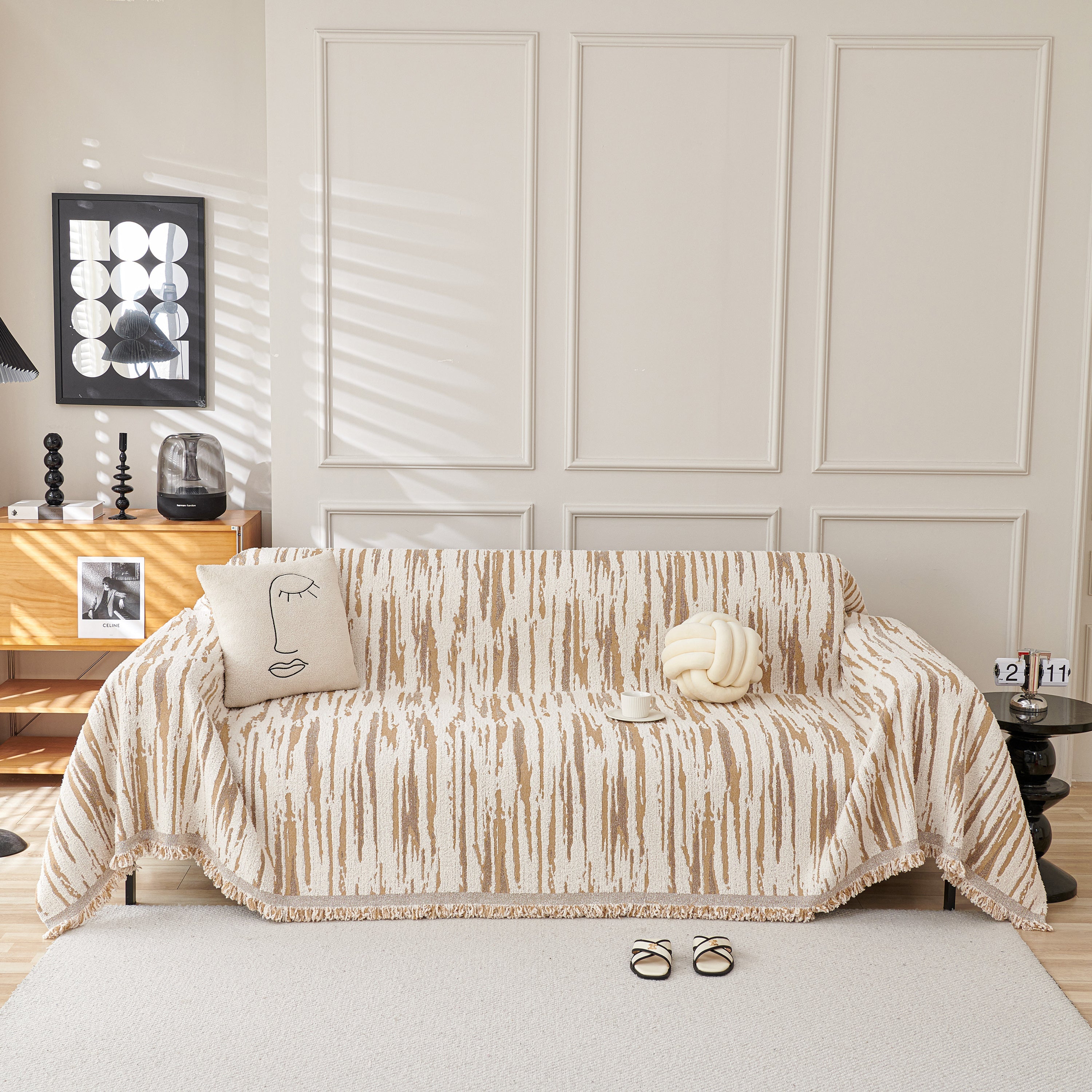 Reversible Sofa Throw Blanket, Couch Cover Sofa Slipcover for Most Shape Sofas