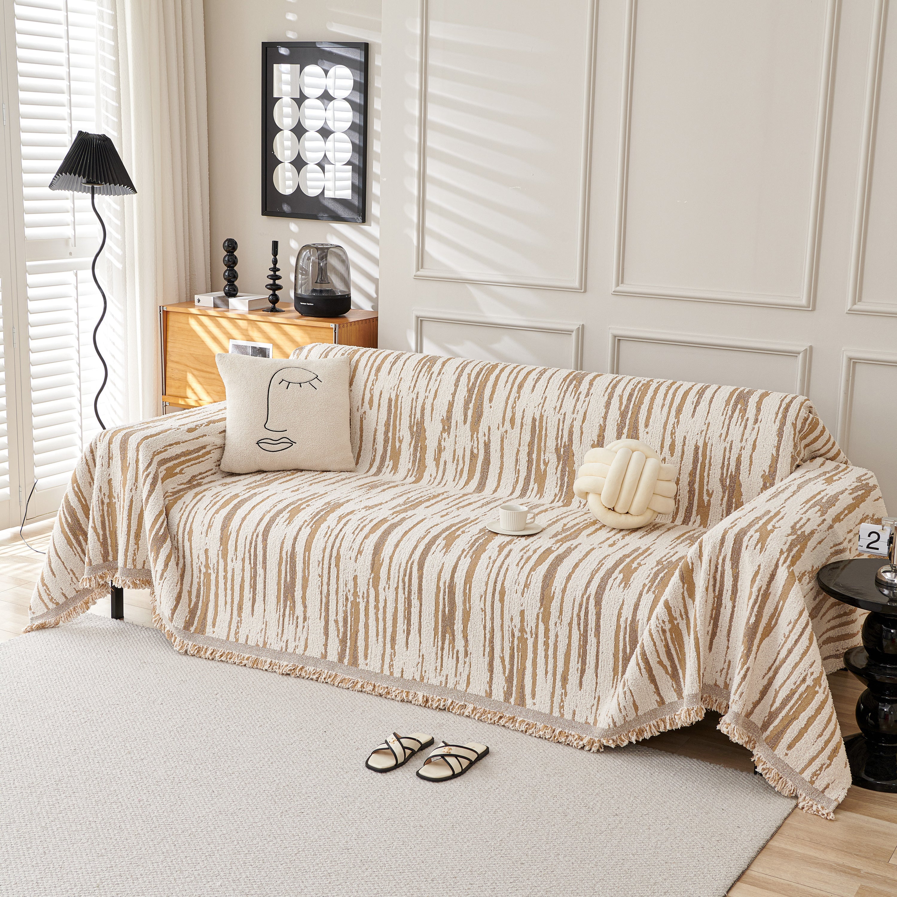 Reversible Sofa Throw Blanket, Couch Cover Sofa Slipcover for Most Shape Sofas