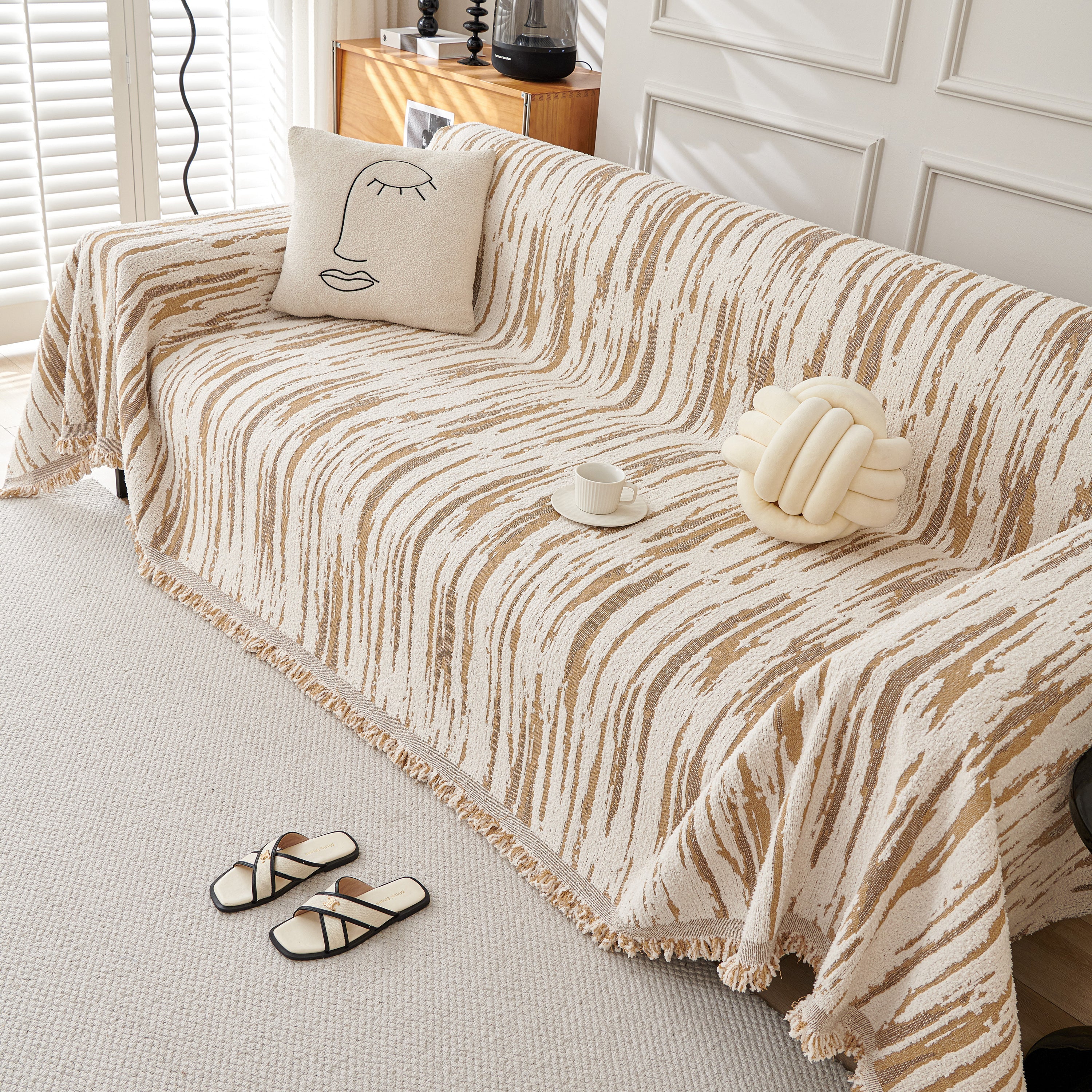 Reversible Sofa Throw Blanket, Couch Cover Sofa Slipcover for Most Shape Sofas