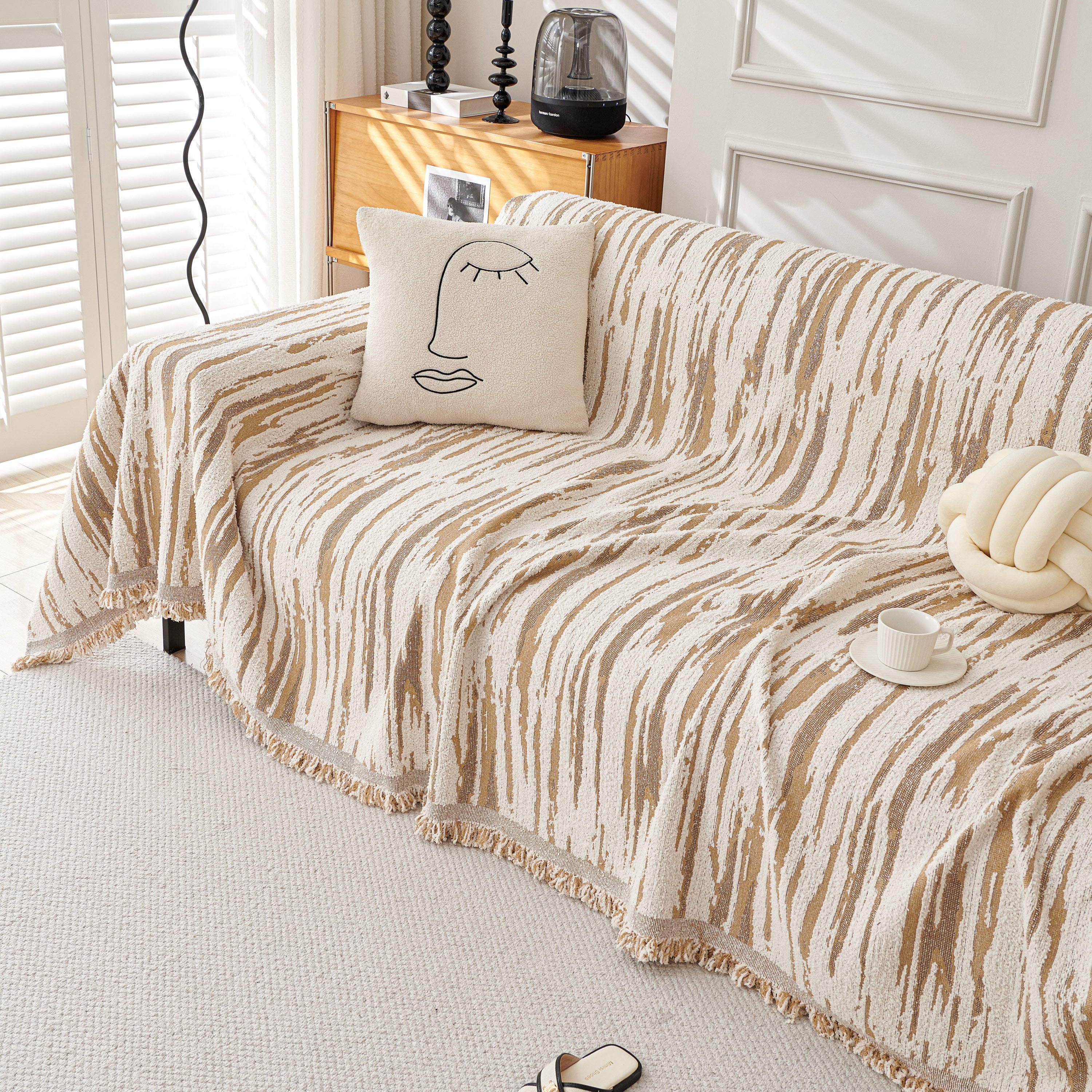 Reversible Sofa Throw Blanket, Couch Cover Sofa Slipcover for Most Shape Sofas