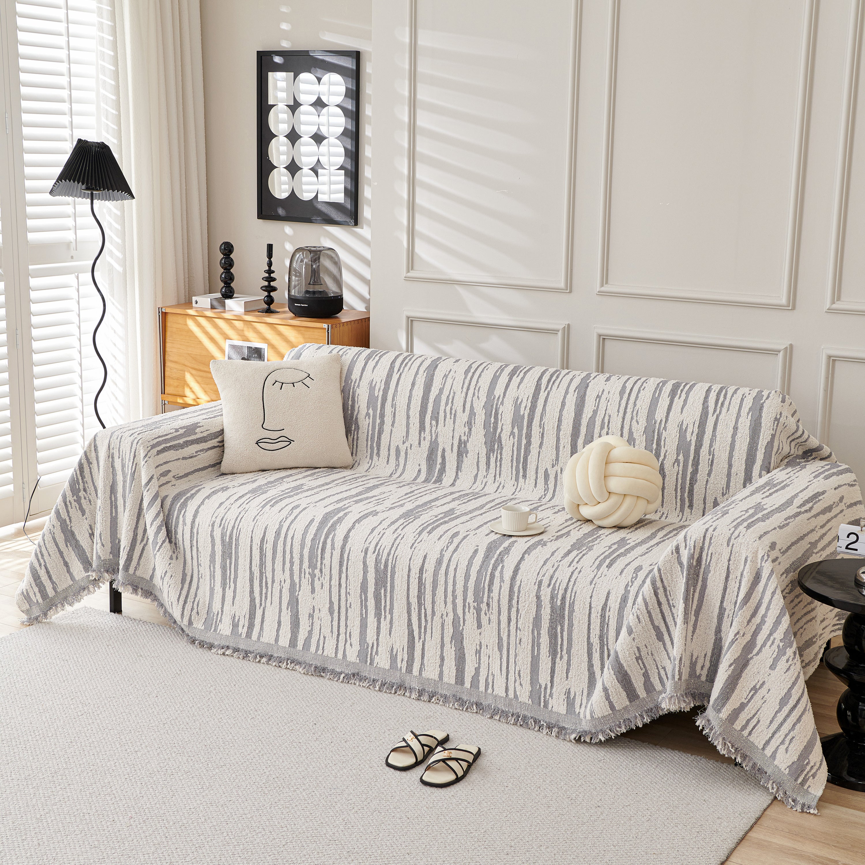 Reversible Sofa Throw Blanket, Couch Cover Sofa Slipcover for Most Shape Sofas