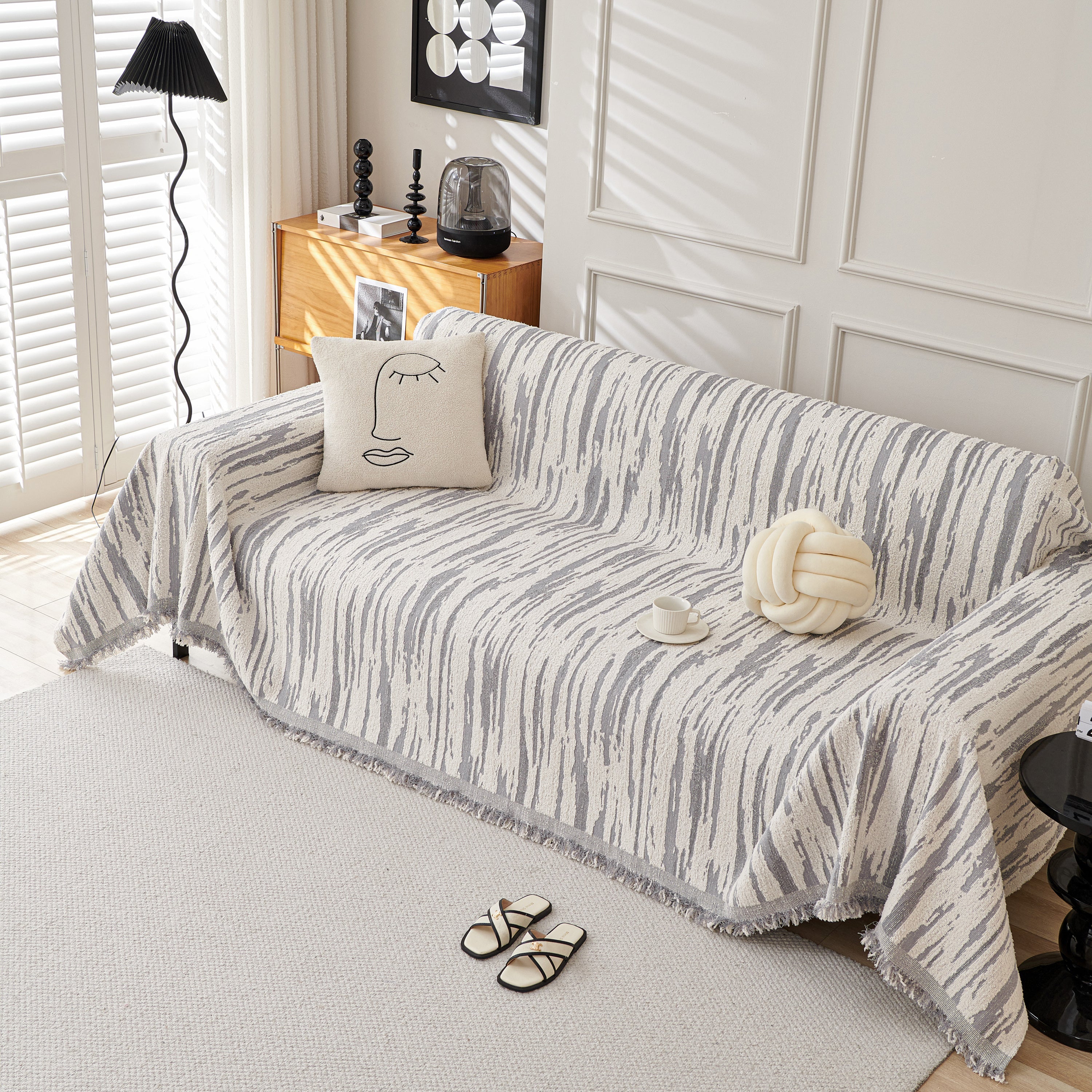 Reversible Sofa Throw Blanket, Couch Cover Sofa Slipcover for Most Shape Sofas