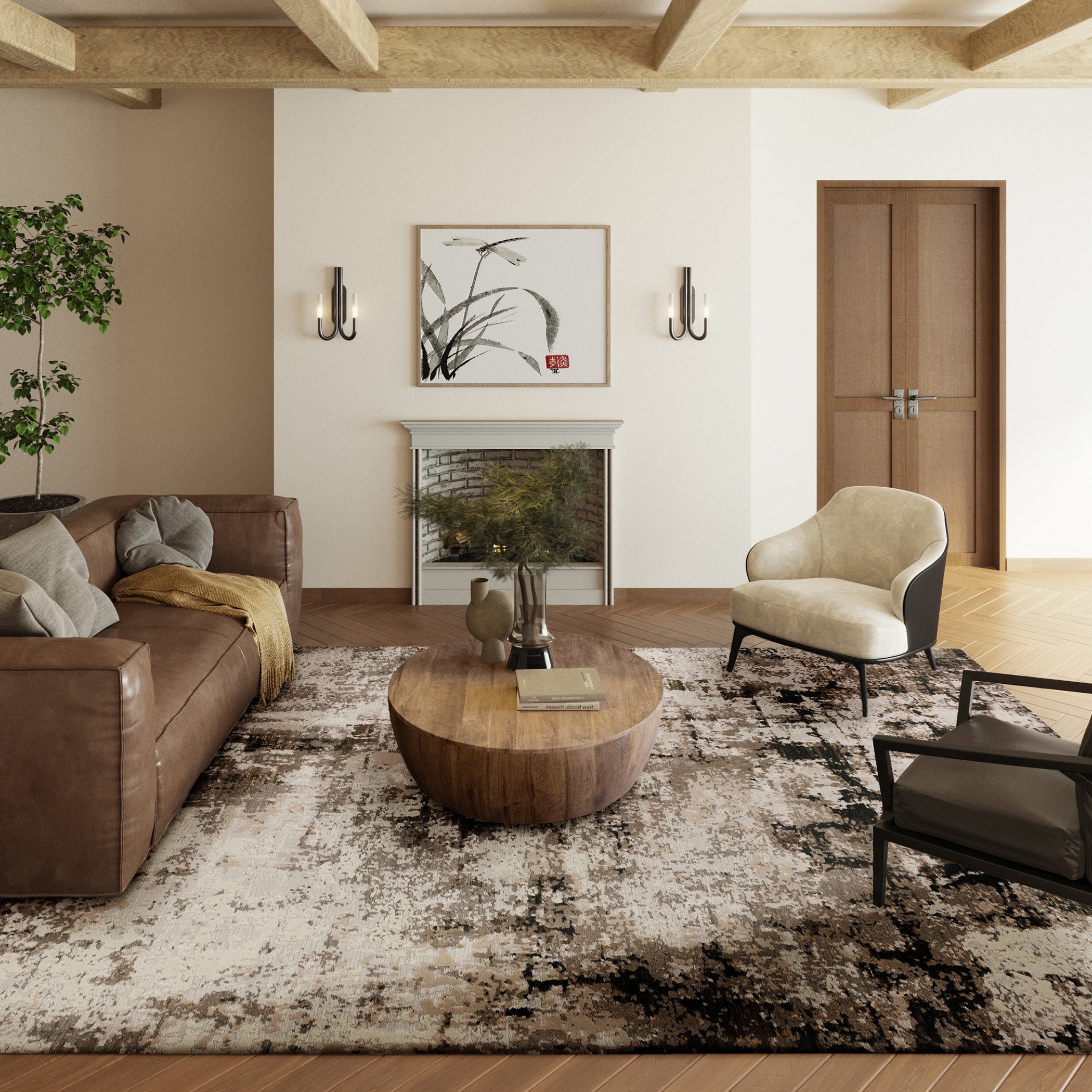 Transitional DZ2 Putty Brown Rug 3'3" x 5'3" #shape_Rectangle