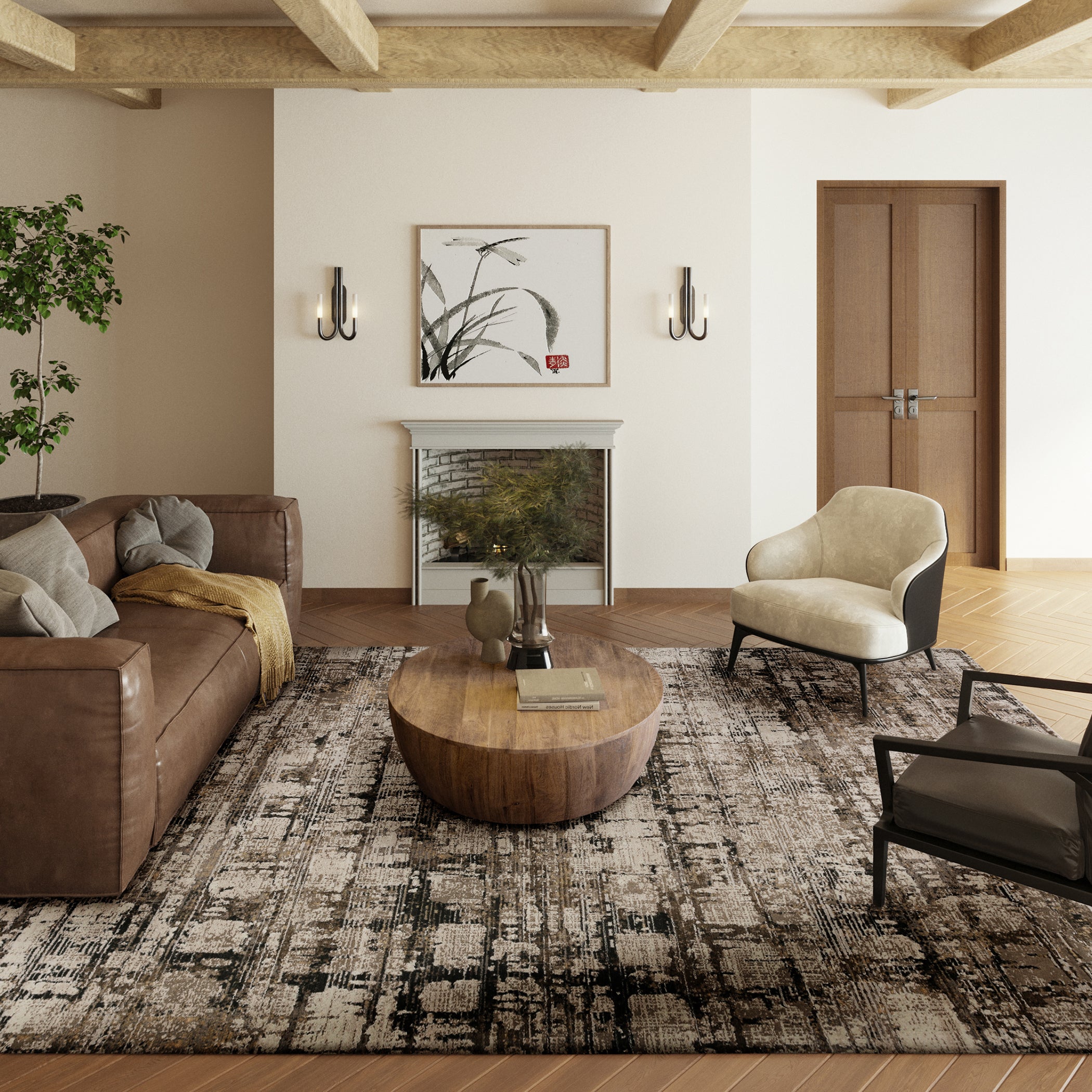 Transitional DZ3 Putty Brown Rug 3'3" x 5'3" #shape_Rectangle