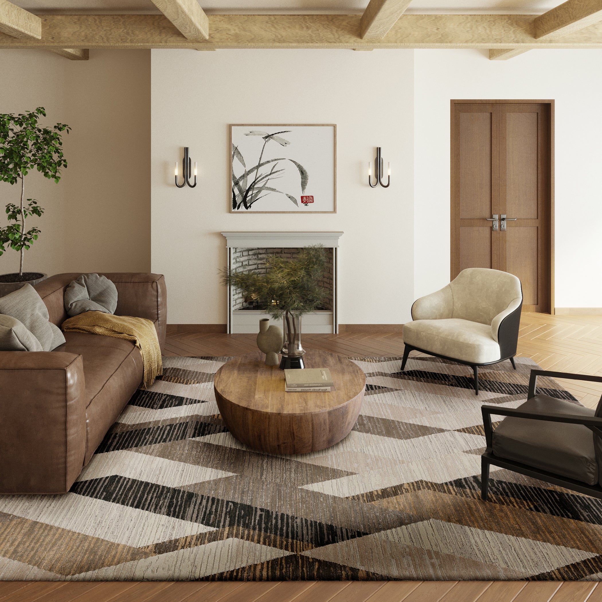 Transitional DZ5 Putty Brown Rug 3'3" x 5'3" #shape_Rectangle