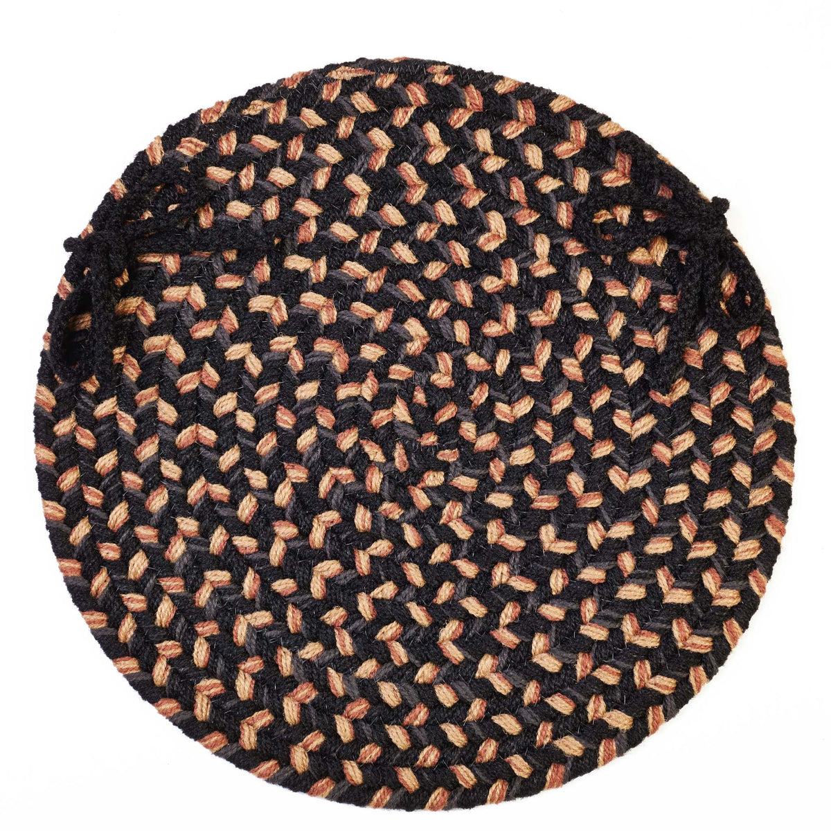 Hartford Braided Chair Pad - Charcoal - 15 inch round with ties
