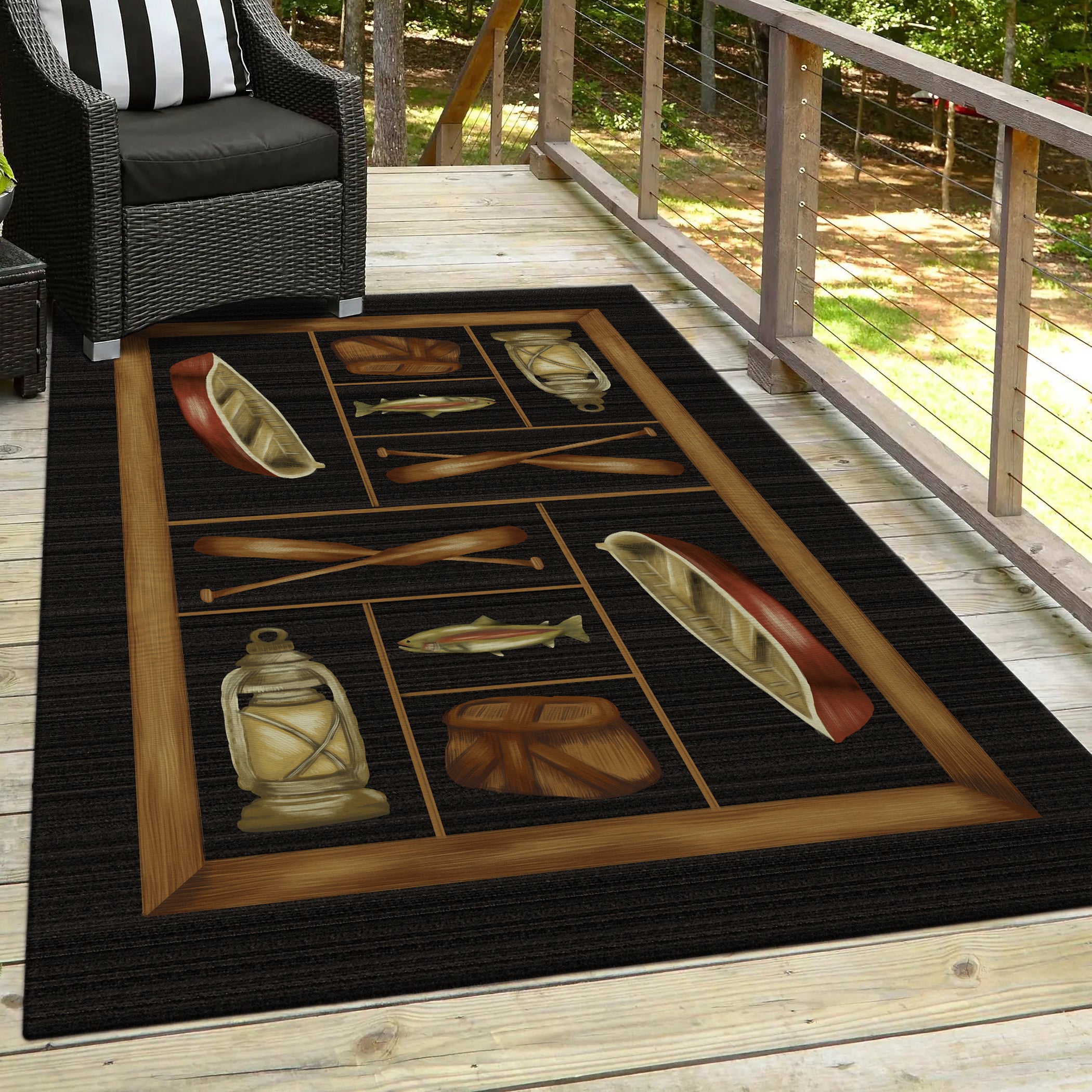 Luxury Machine Washable Indoor/Outdoor Lodge EX4 Black Rug 2'6" x 3'10" #shape_Rectangle