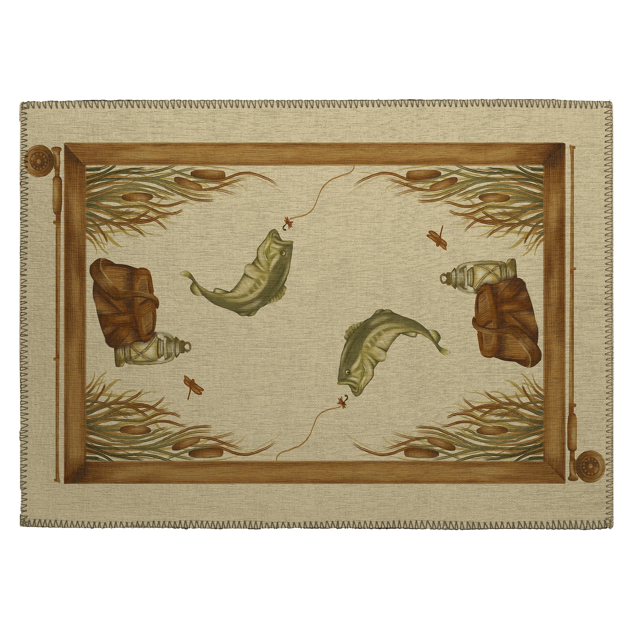 Luxury Machine Washable Indoor/Outdoor Lodge EX5 Beige Brown Rug 1'8" x 2'6" #shape_Rectangle