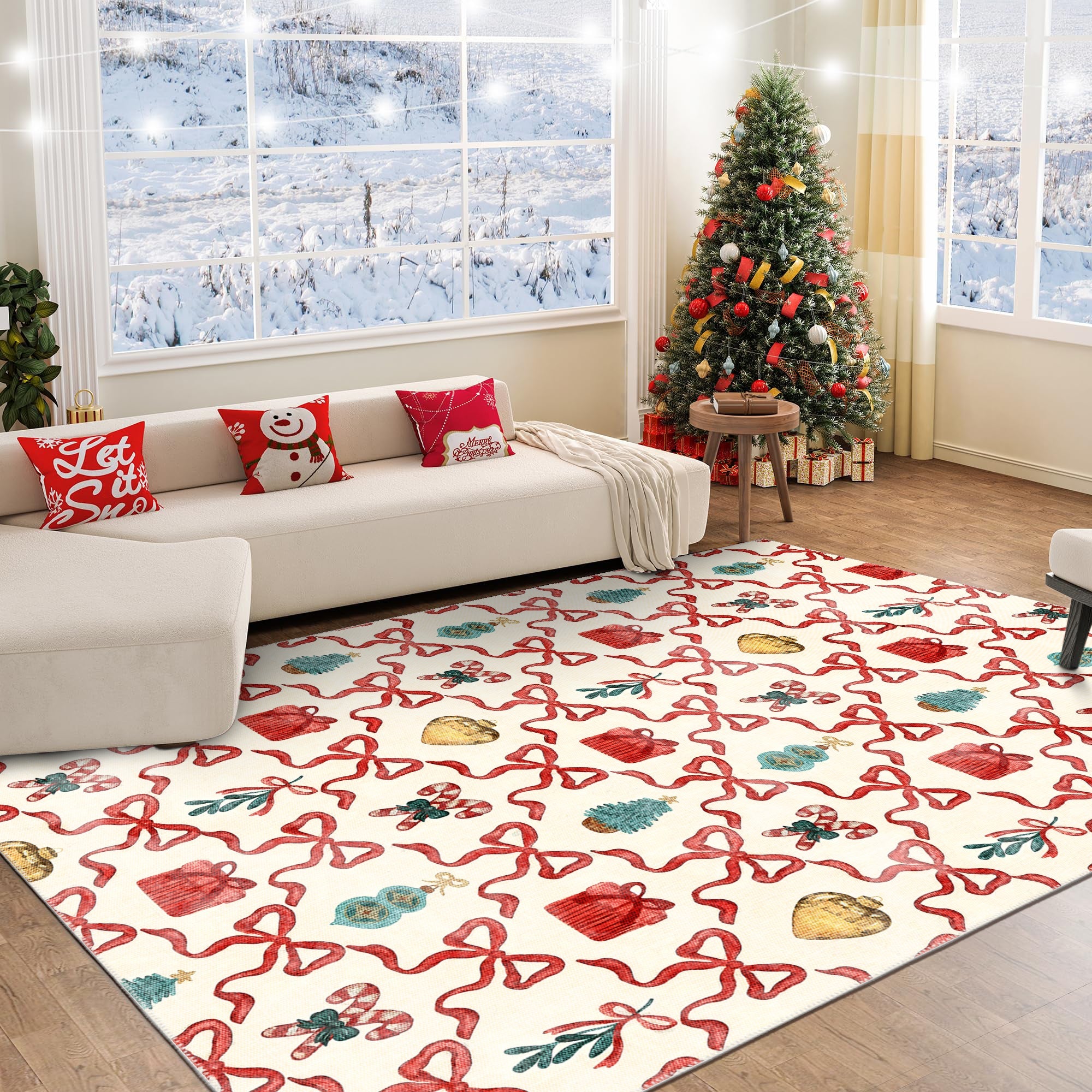 Velora Christmas Machine Washable Area Rug