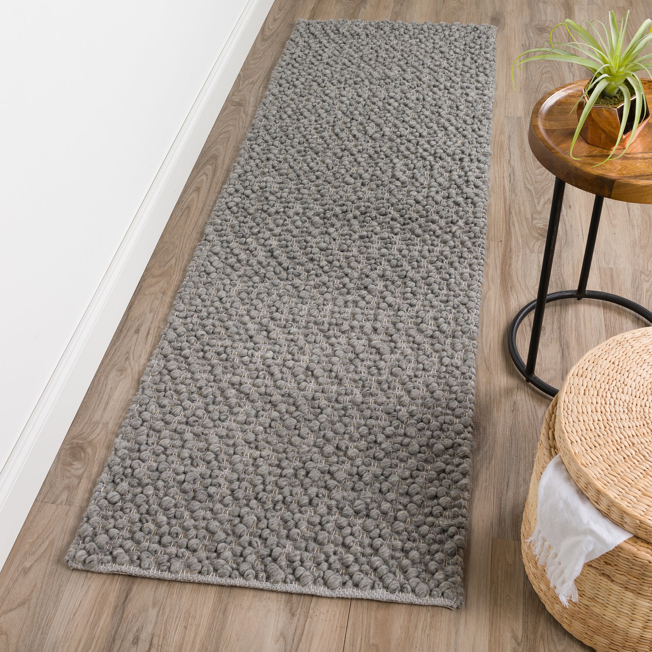 Transitional GR1 Pewter Gray Wool Rug 2'3" x 7'6" #shape_Runner