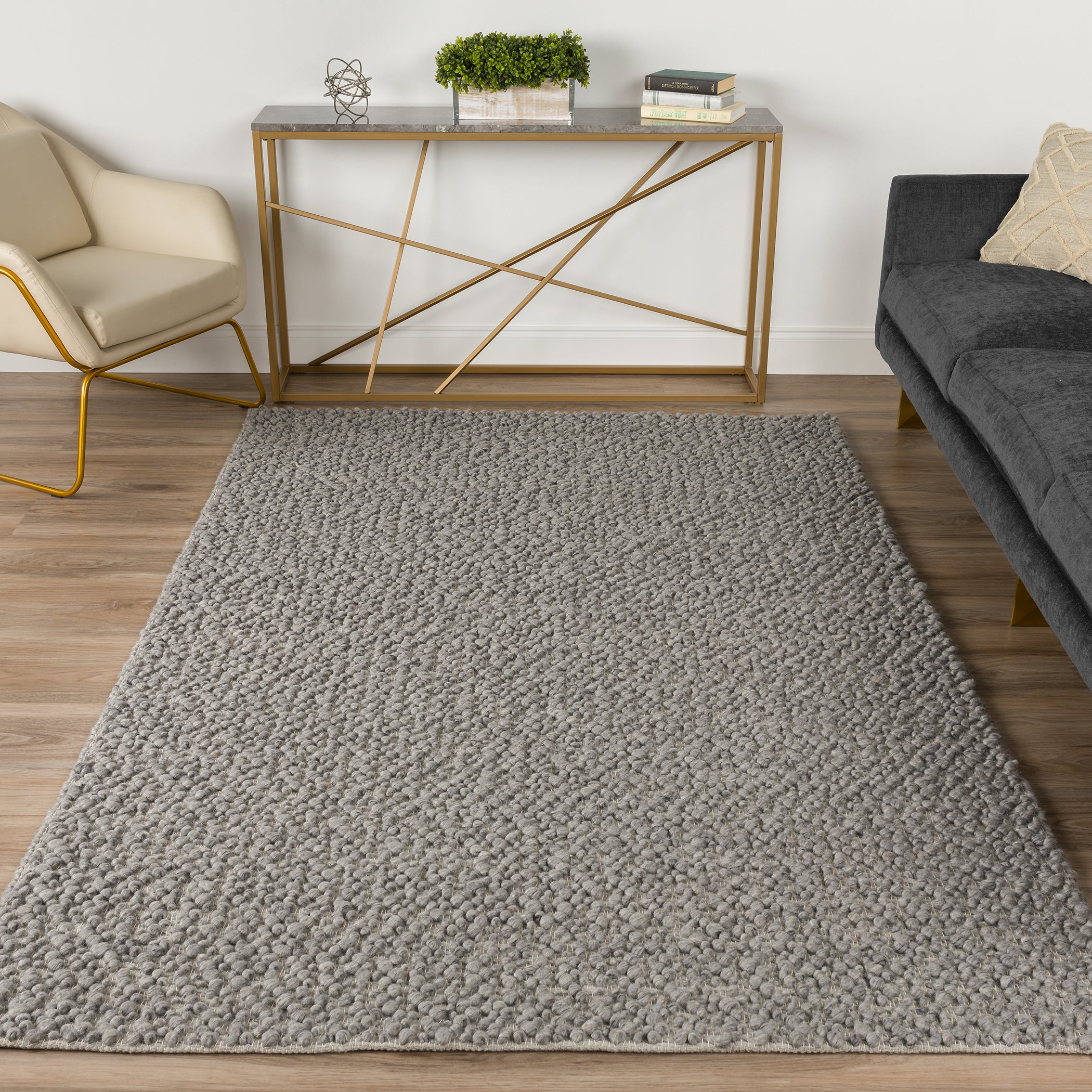 Transitional GR1 Pewter Gray Wool Rug 3'6" x 5'6" #shape_Rectangle