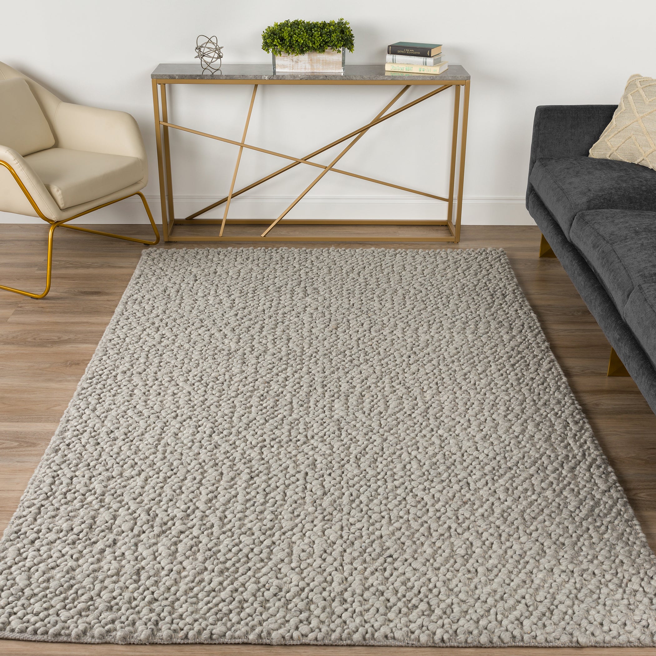 Transitional GR1 Silver Gray Wool Rug 3'6" x 5'6" #shape_Rectangle