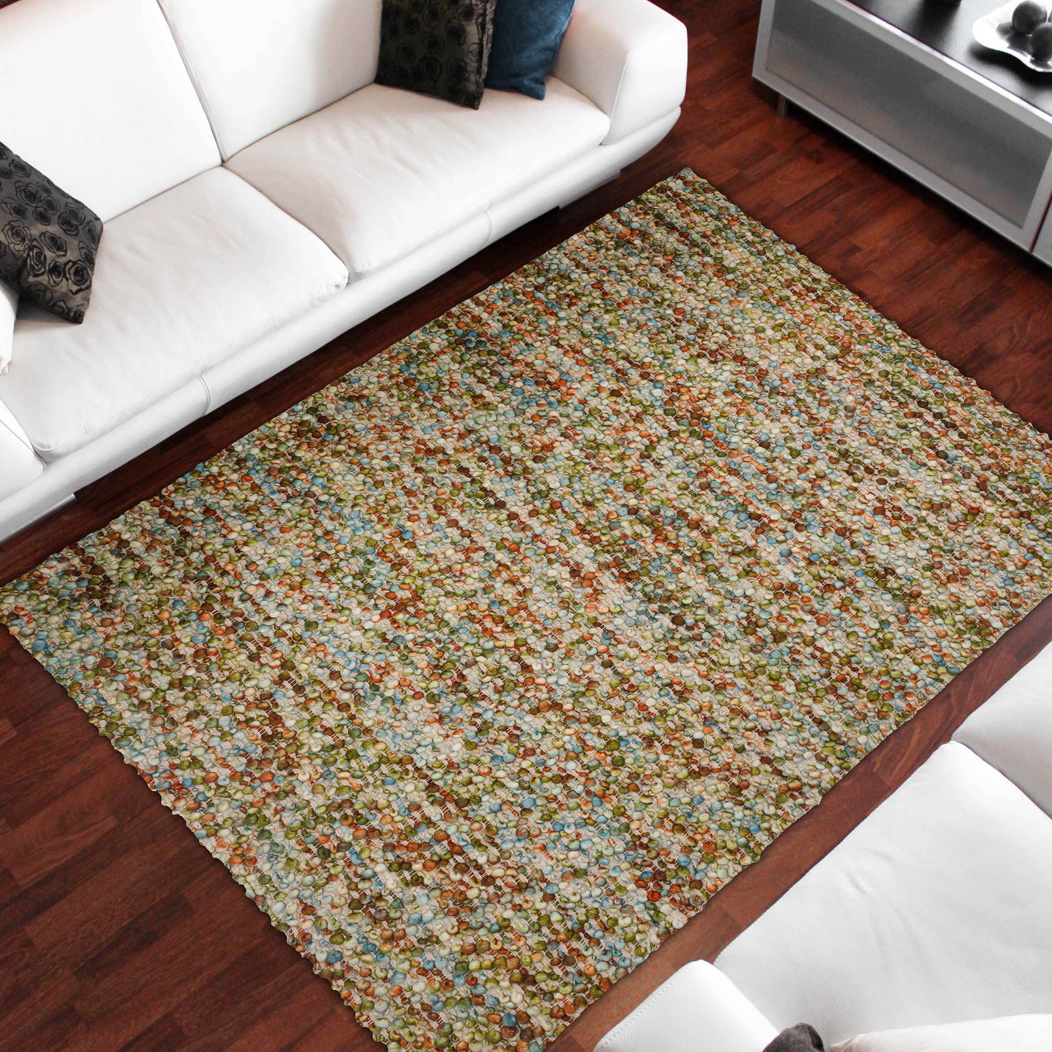 Transitional HU1 Green Wool Rug 3'6" x 5'6" #shape_Rectangle