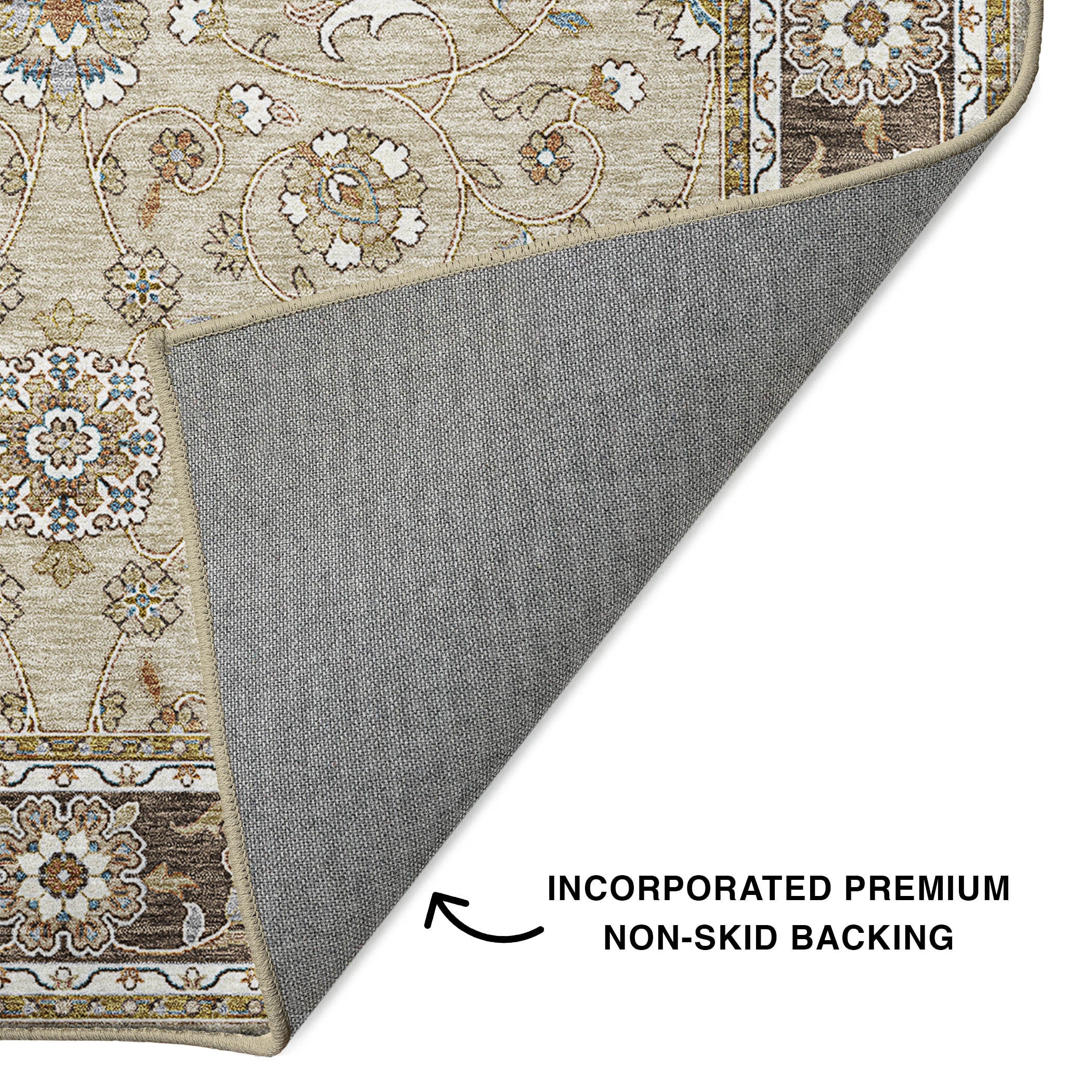 Luxury Washable Indoor/Outdoor traditional HY1 Beige Brown Rug 1'8" x 2'6" #shape_Rectangle