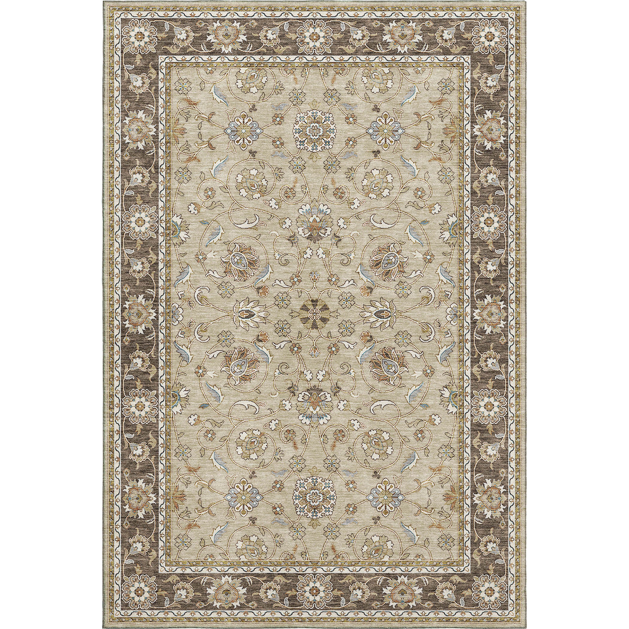 Luxury Washable Indoor/Outdoor traditional HY1 Beige Brown Rug 1'8" x 2'6" #shape_Rectangle