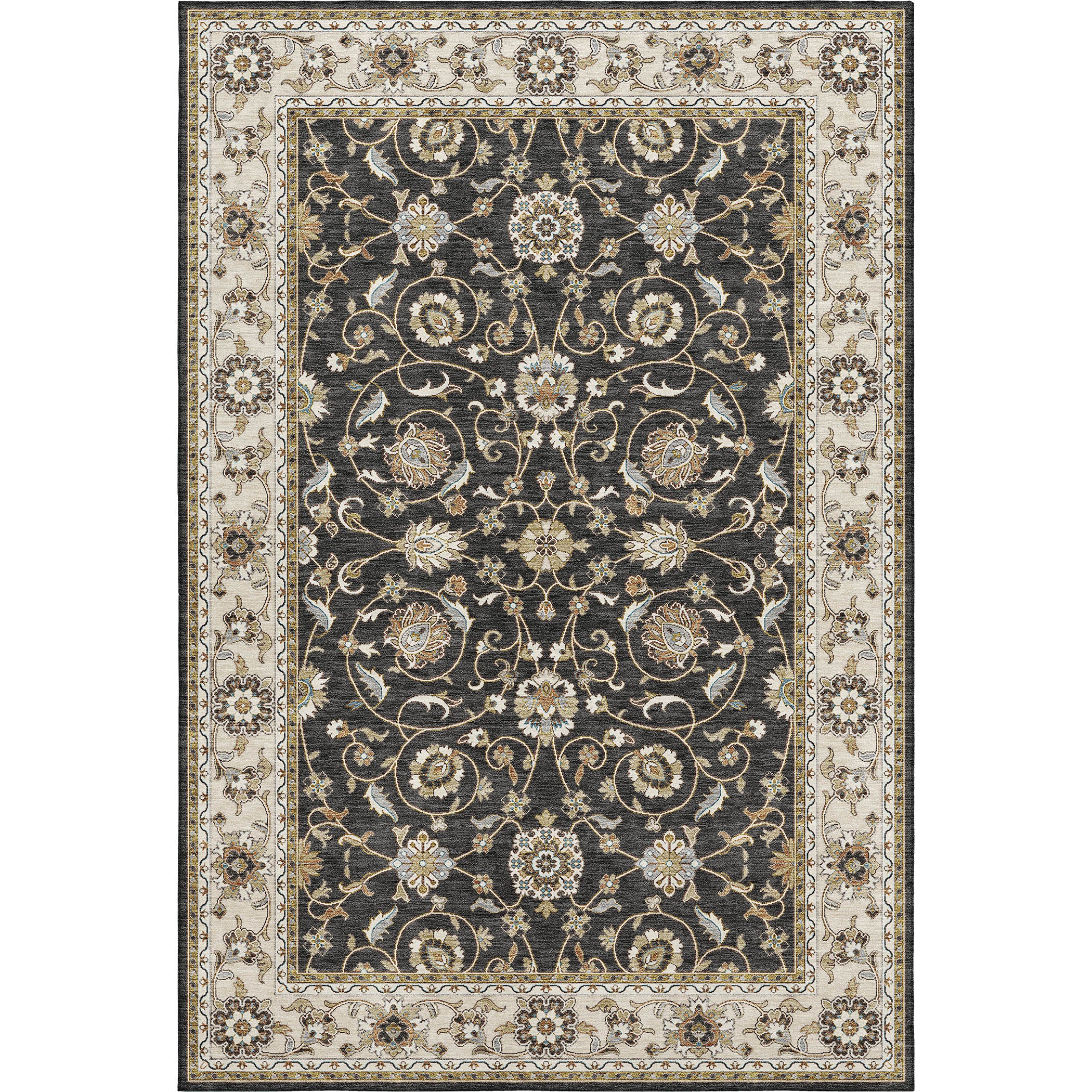 Luxury Washable Indoor/Outdoor traditional HY1 Black Rug 1'8" x 2'6" #shape_Rectangle