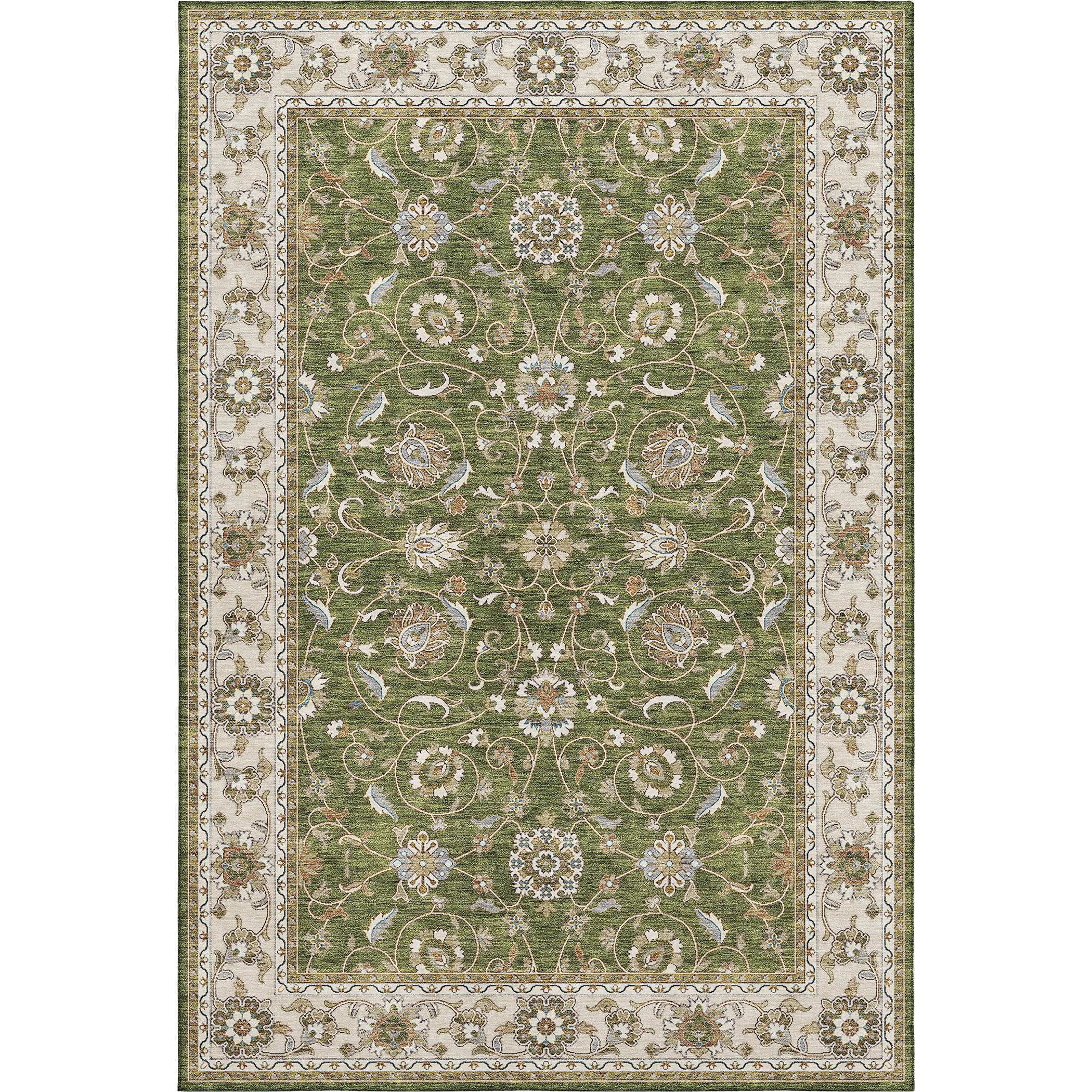 Luxury Washable Indoor/Outdoor traditional HY1 Olive Green Rug 1'8" x 2'6" #shape_Rectangle