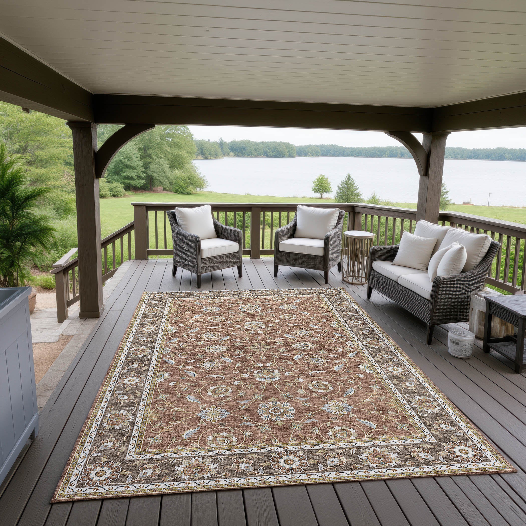 Luxury Washable Indoor/Outdoor traditional HY1 Paprika Orange Rug 1'8" x 2'6" #shape_Rectangle