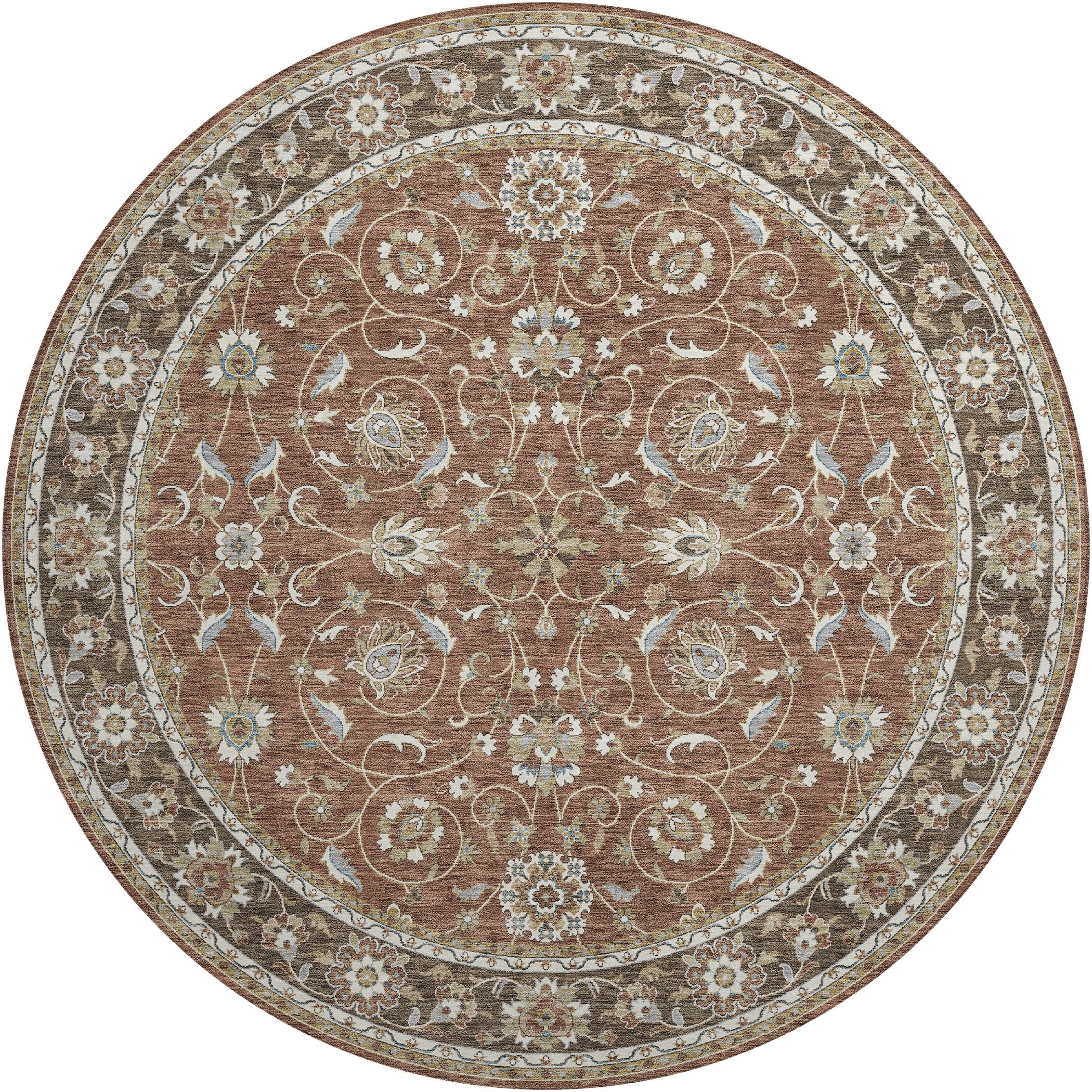 Luxury Washable Indoor/Outdoor traditional HY1 Paprika Orange Rug 8' x 8' #shape_Round
