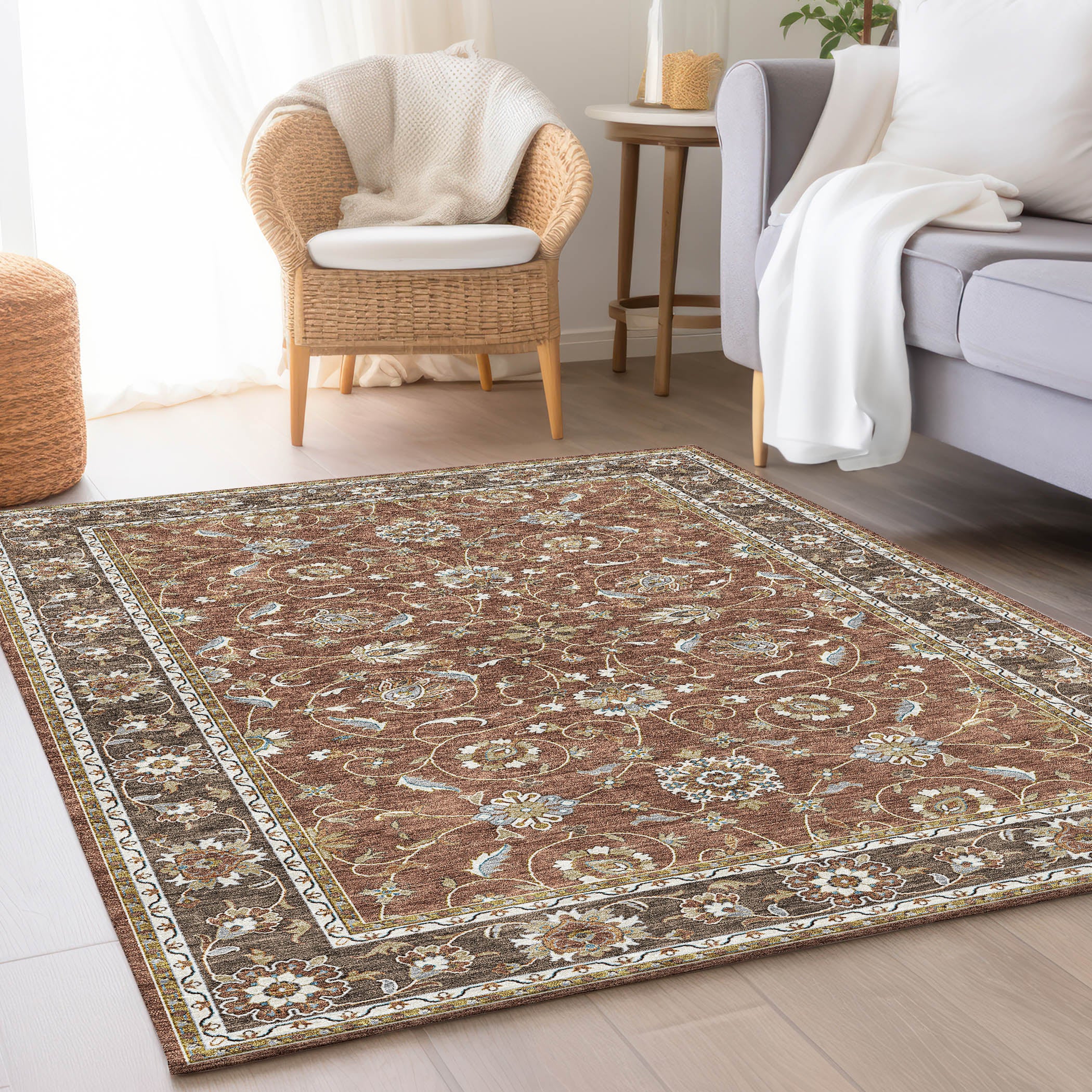 Luxury Washable Indoor/Outdoor traditional HY1 Paprika Orange Rug 1'8" x 2'6" #shape_Rectangle