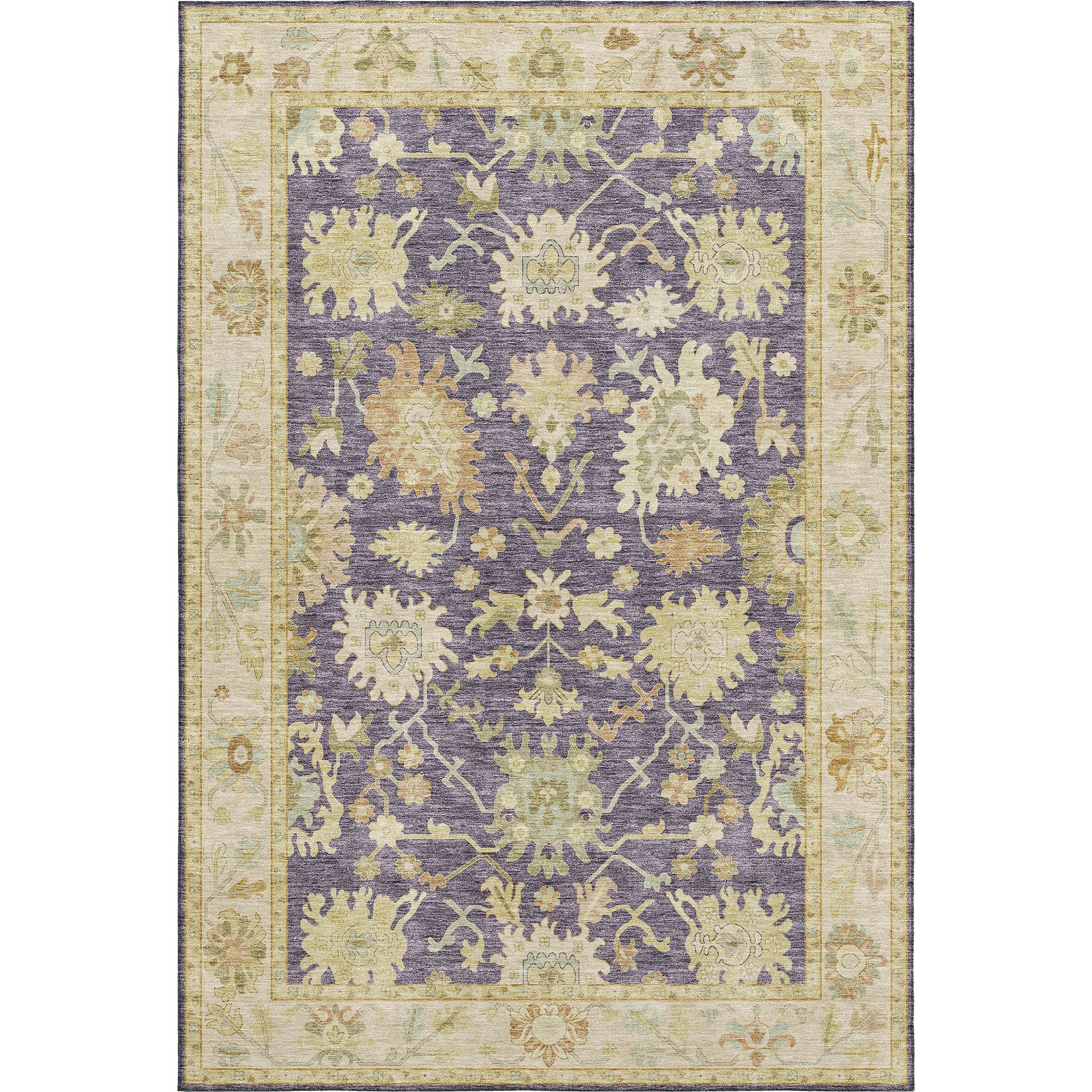 Luxury Washable Indoor/Outdoor traditional HY2 Eggplant Purple Rug 1'8" x 2'6" #shape_Rectangle