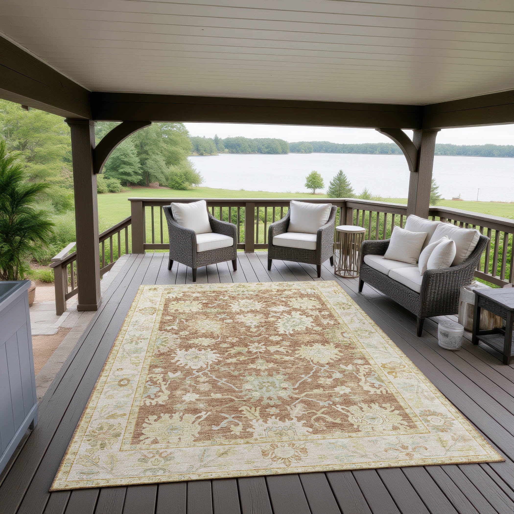 Luxury Washable Indoor/Outdoor traditional HY2 Paprika Red Rug 1'8" x 2'6" #shape_Rectangle