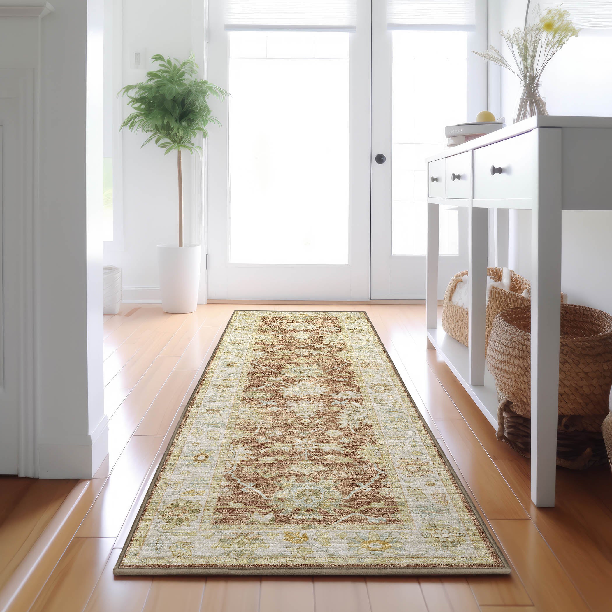 Luxury Washable Indoor/Outdoor traditional HY2 Paprika Red Rug 2'3" x 7'6" #shape_Runner