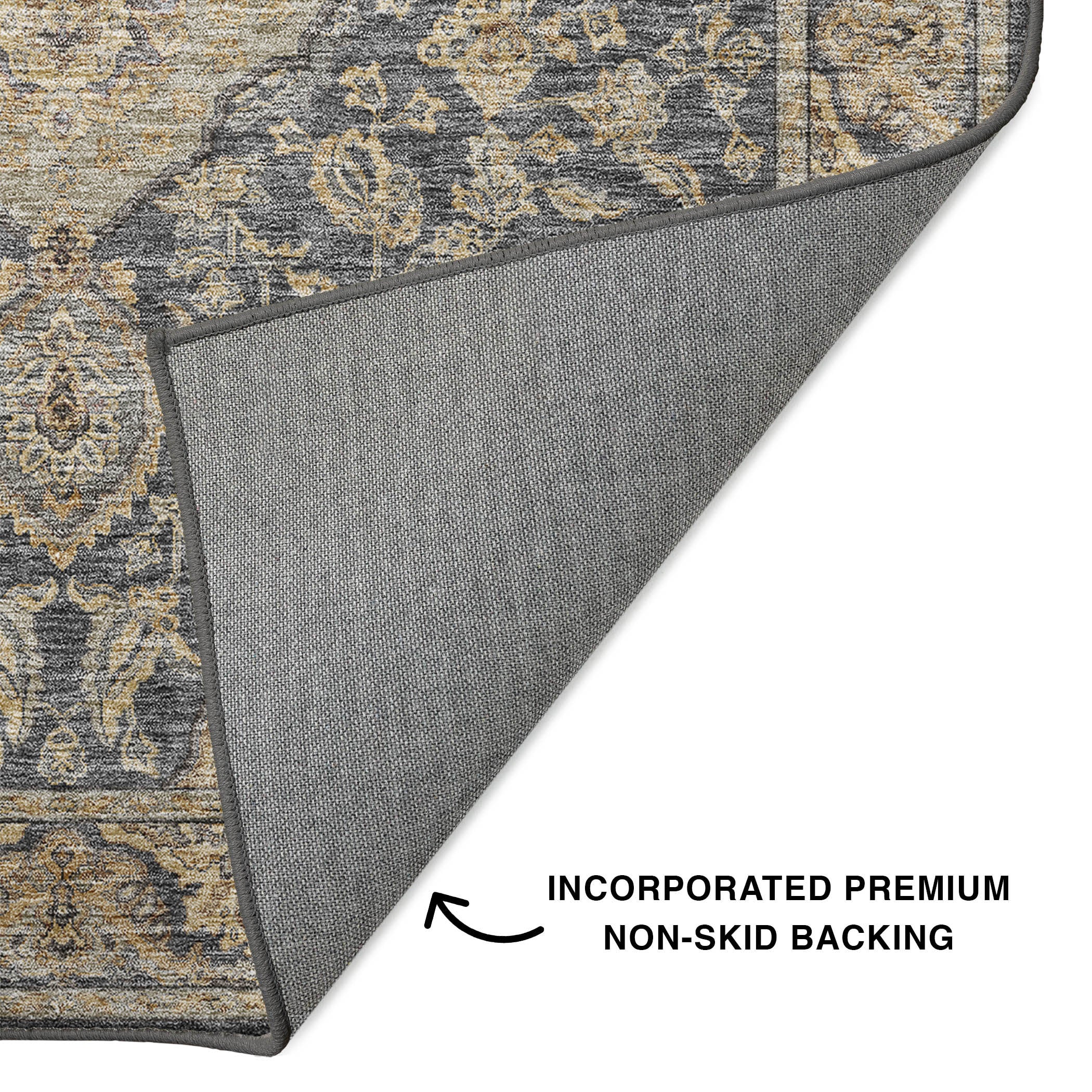 Luxury Washable Indoor/Outdoor traditional HY3 Charcoal Gray Rug 1'8" x 2'6" #shape_Rectangle