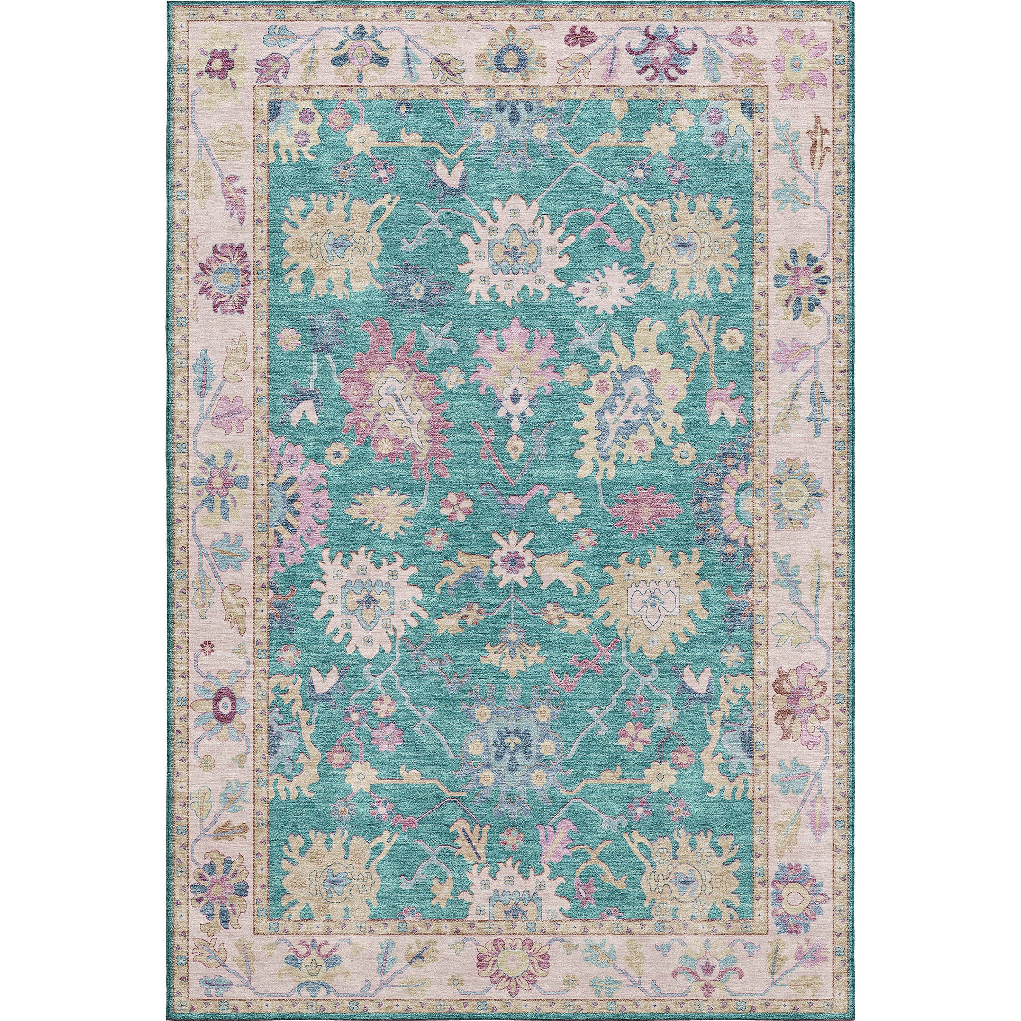 Luxury Washable Indoor/Outdoor traditional HY7 Teal Rug 1'8" x 2'6" #shape_Rectangle