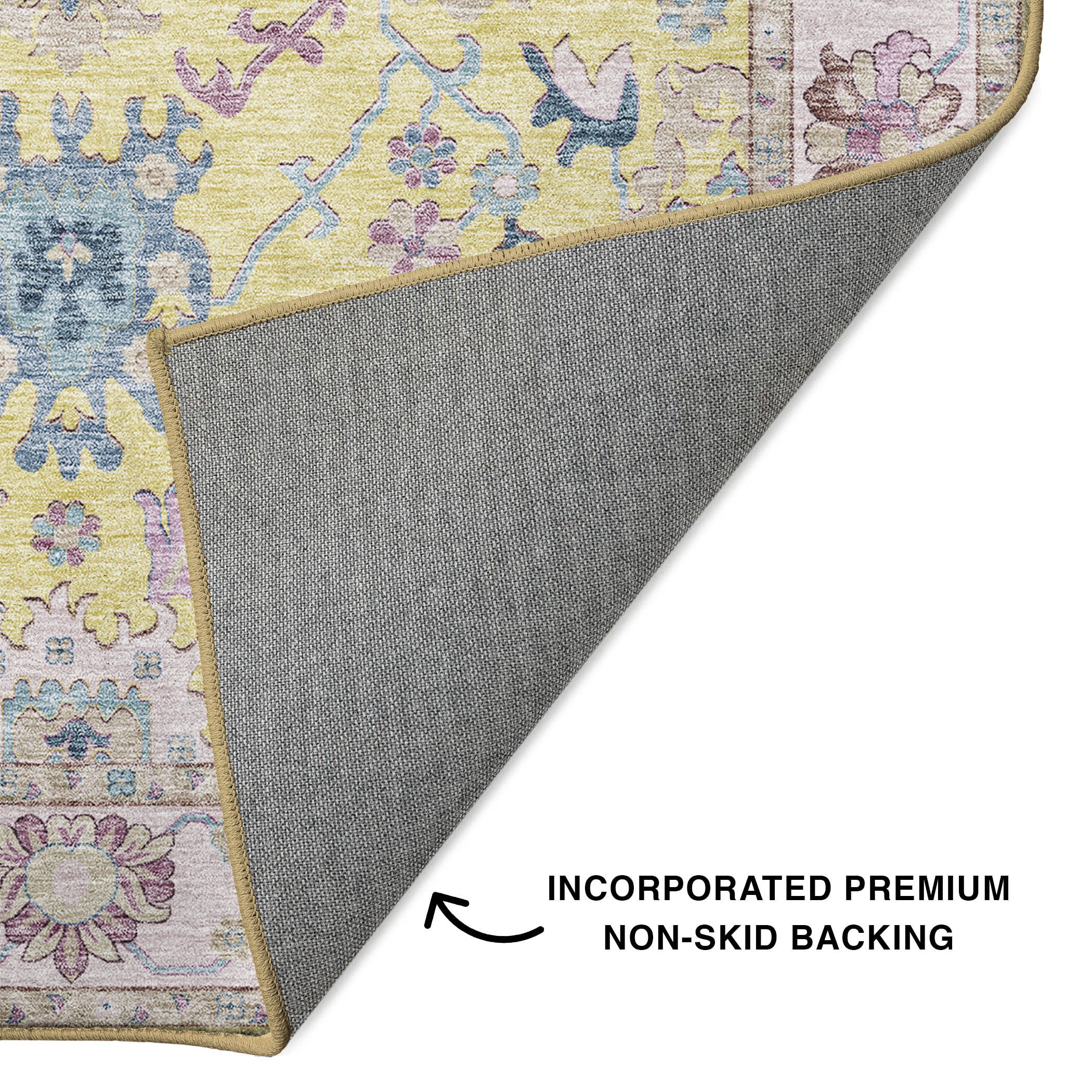 Luxury Washable Indoor/Outdoor traditional HY7 Yellow Gold Rug 1'8" x 2'6" #shape_Rectangle