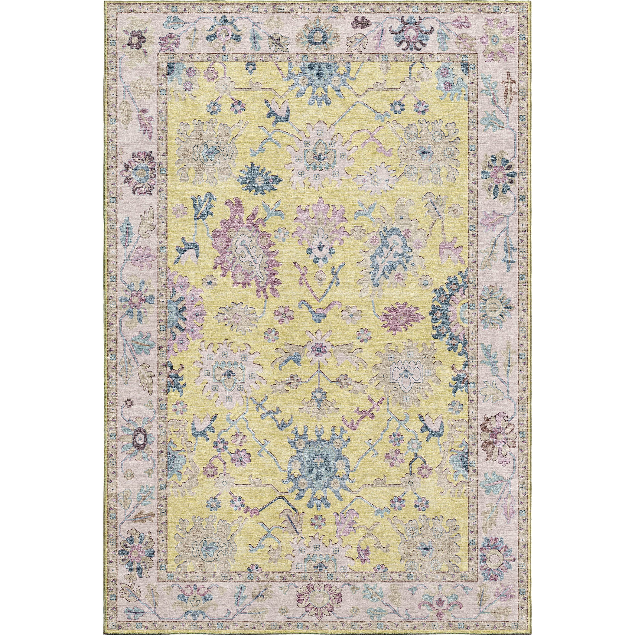 Luxury Washable Indoor/Outdoor traditional HY7 Yellow Gold Rug 1'8" x 2'6" #shape_Rectangle