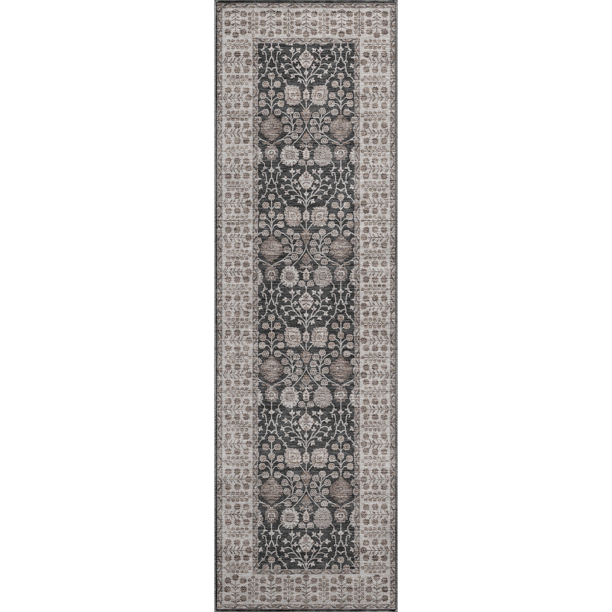 Luxury Washable Indoor/Outdoor traditional HY8 Black Rug 2'3" x 7'6" #shape_Runner