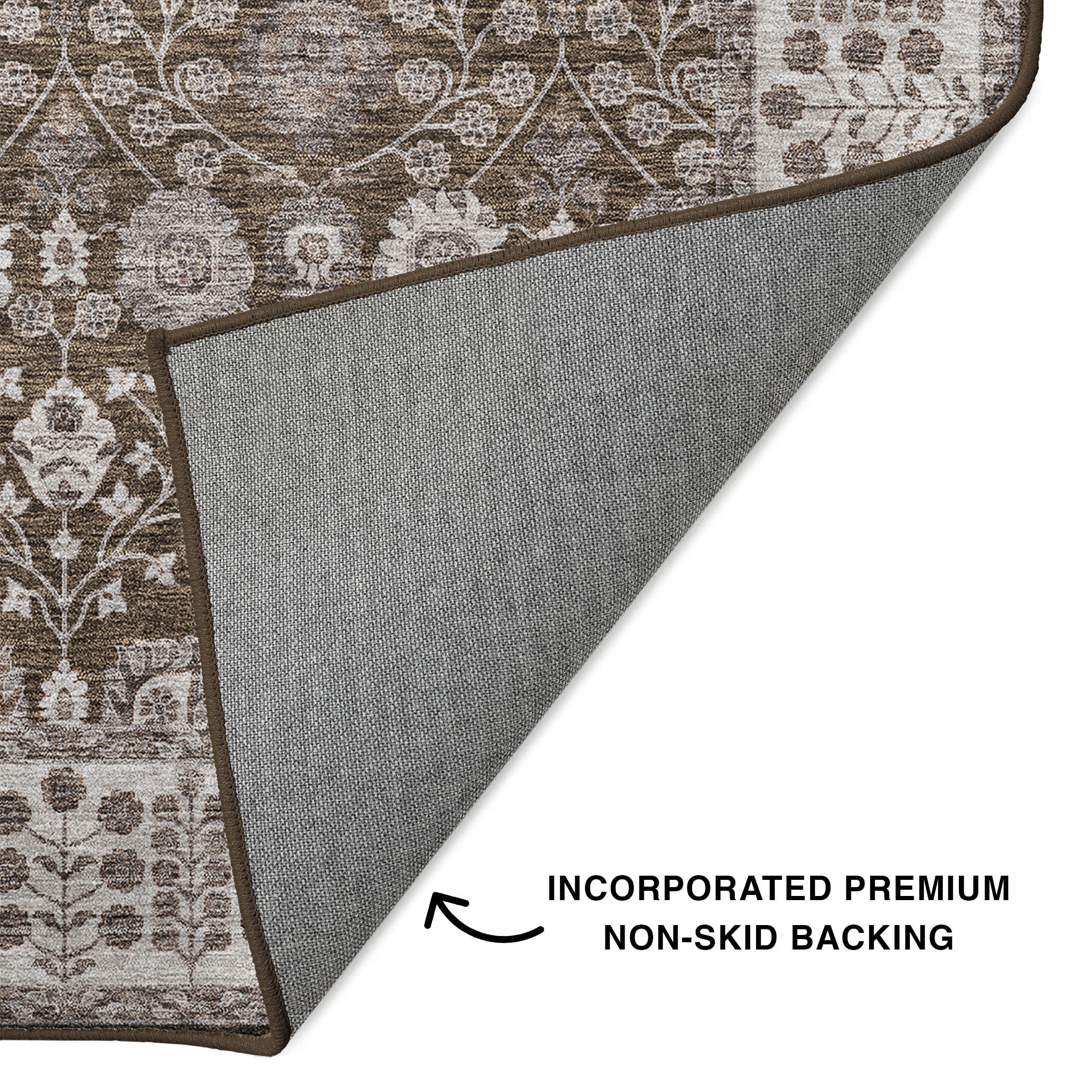 Luxury Washable Indoor/Outdoor traditional HY8 Chocolate Brown Rug 1'8" x 2'6" #shape_Rectangle