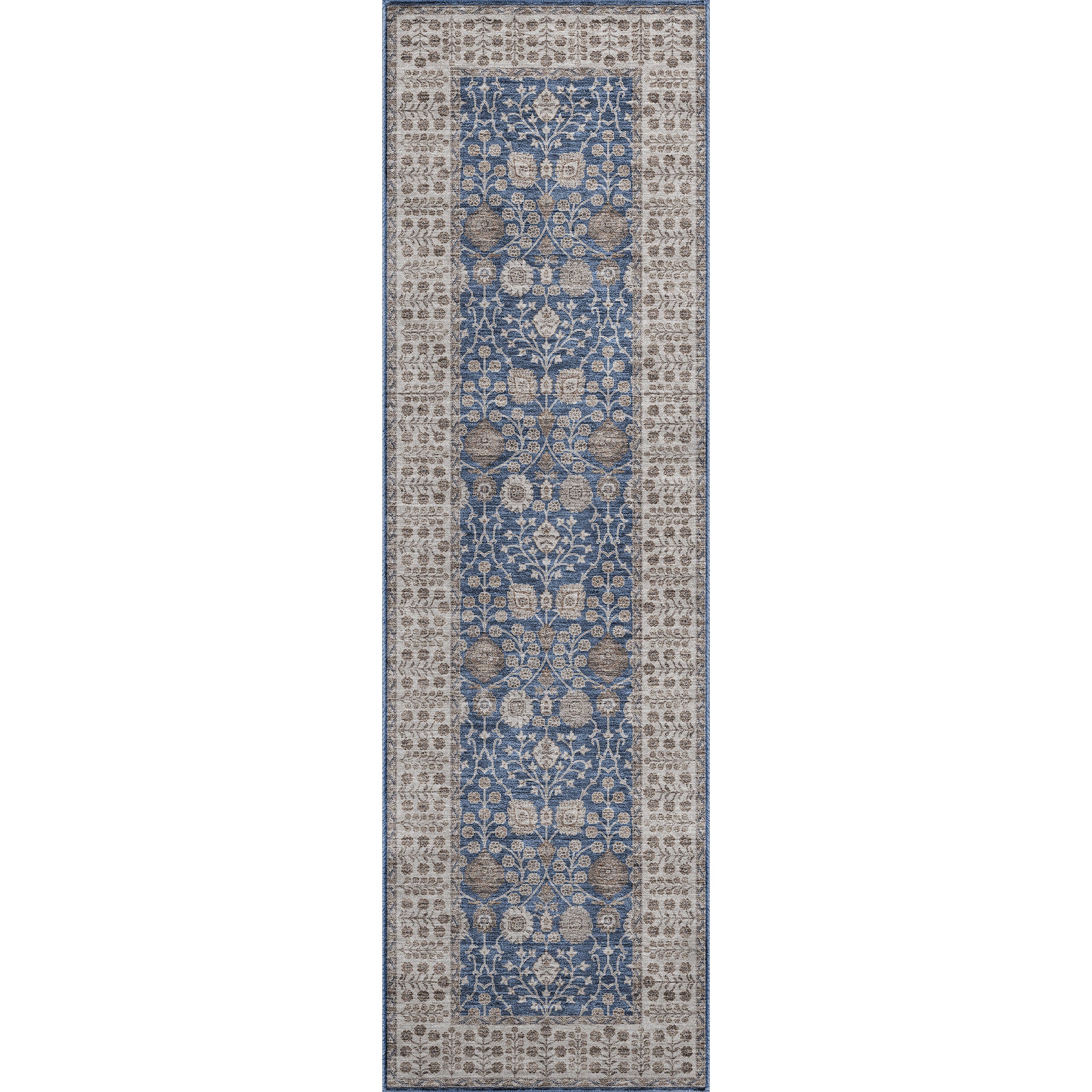 Luxury Washable Indoor/Outdoor traditional HY8 Navy Blue Rug 2'3" x 7'6" #shape_Runner