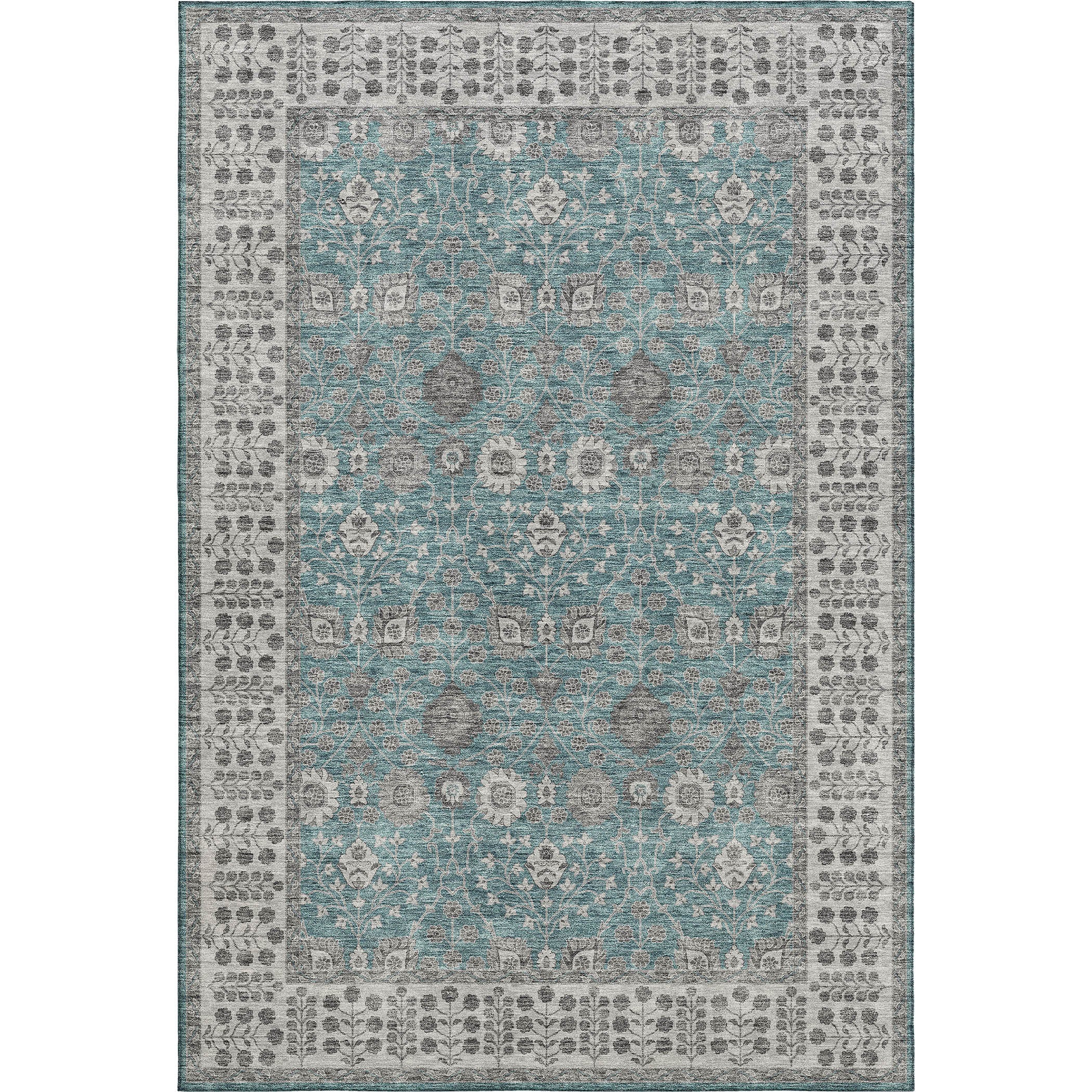 Luxury Washable Indoor/Outdoor traditional HY8 Teal Rug 1'8" x 2'6" #shape_Rectangle