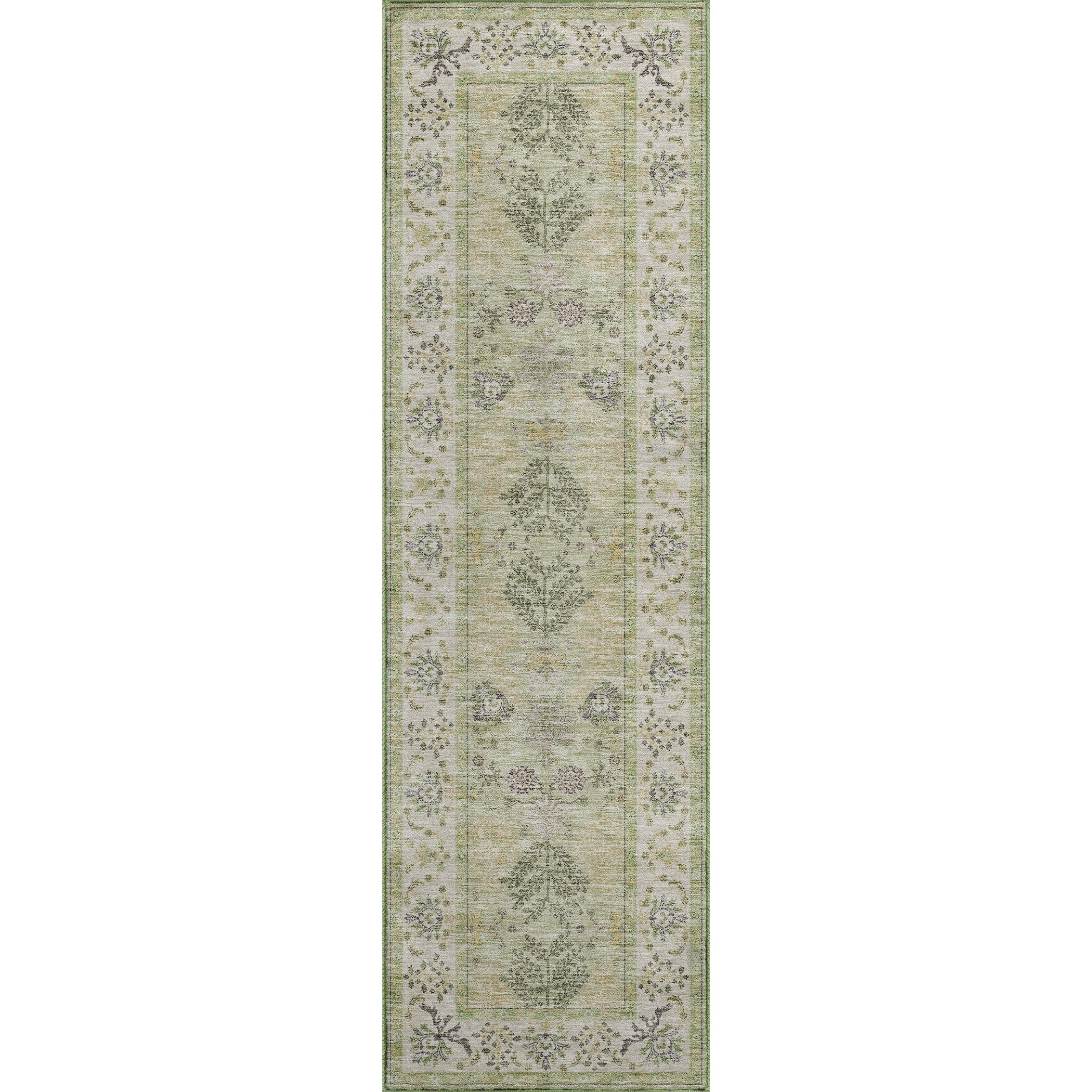 Luxury Washable Indoor/Outdoor traditional HY9 Aloe Green Rug 2'3" x 7'6" #shape_Runner