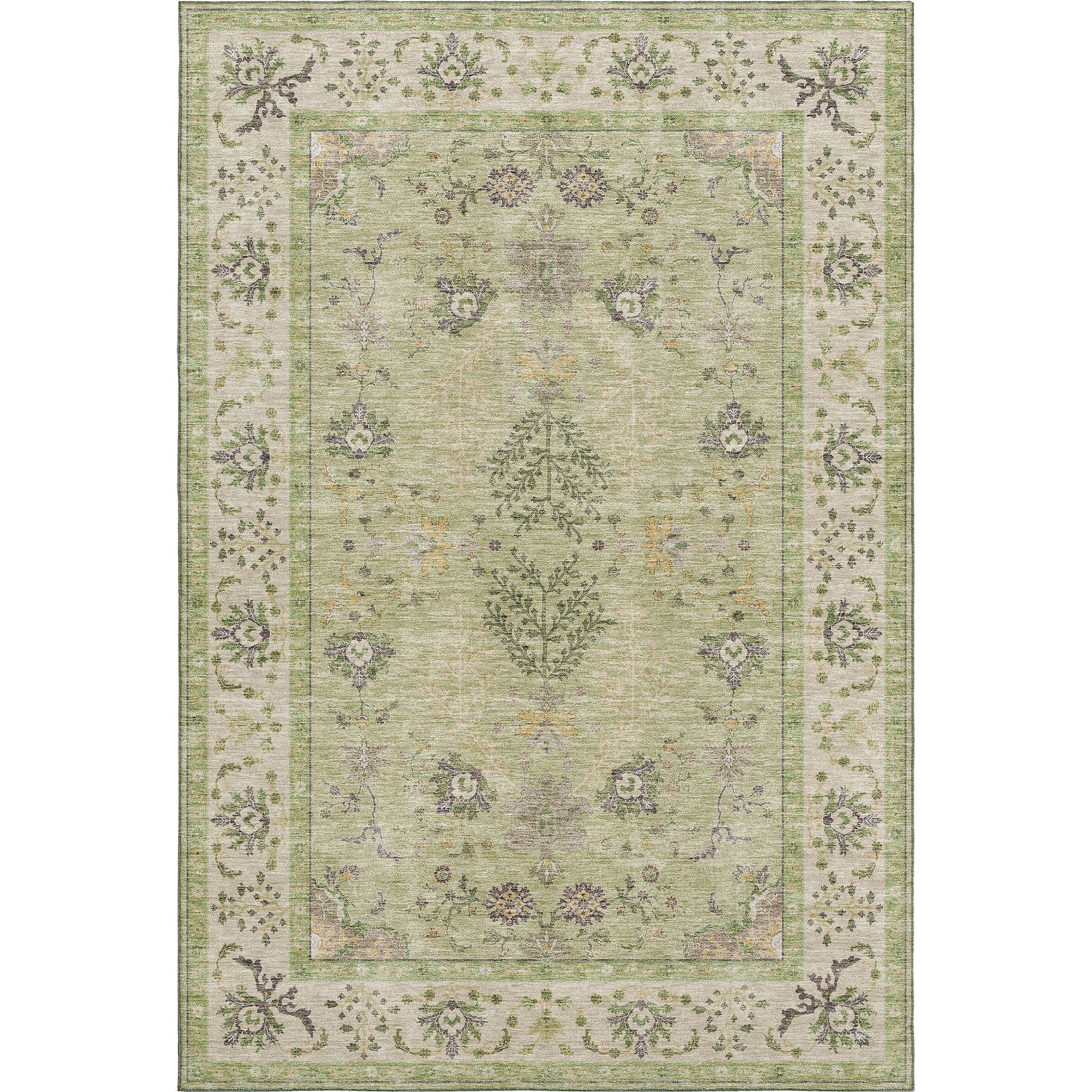 Luxury Washable Indoor/Outdoor traditional HY9 Aloe Green Rug 1'8" x 2'6" #shape_Rectangle