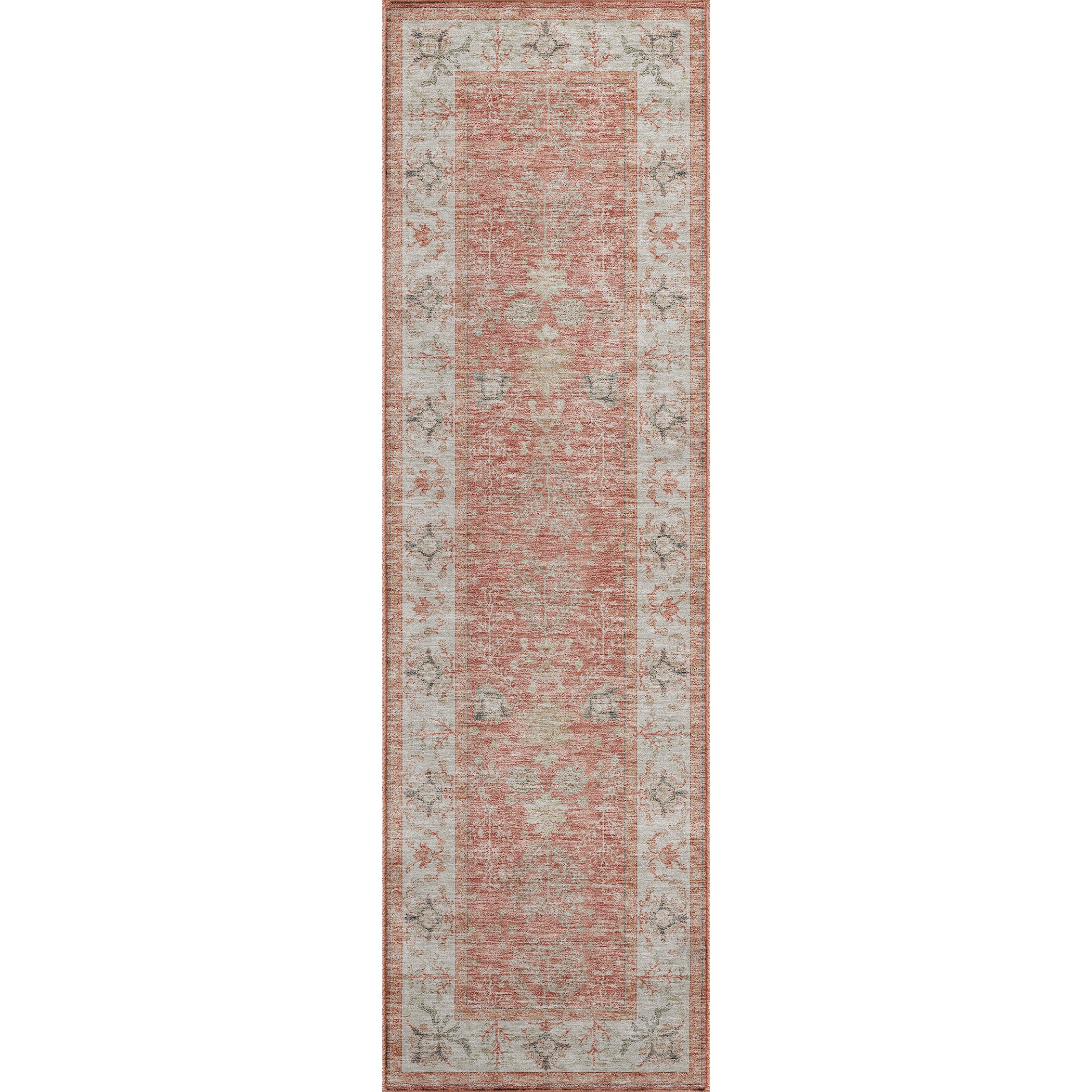 Luxury Washable Indoor/Outdoor traditional HY9 Coral Orange Rug 2'3" x 7'6" #shape_Runner