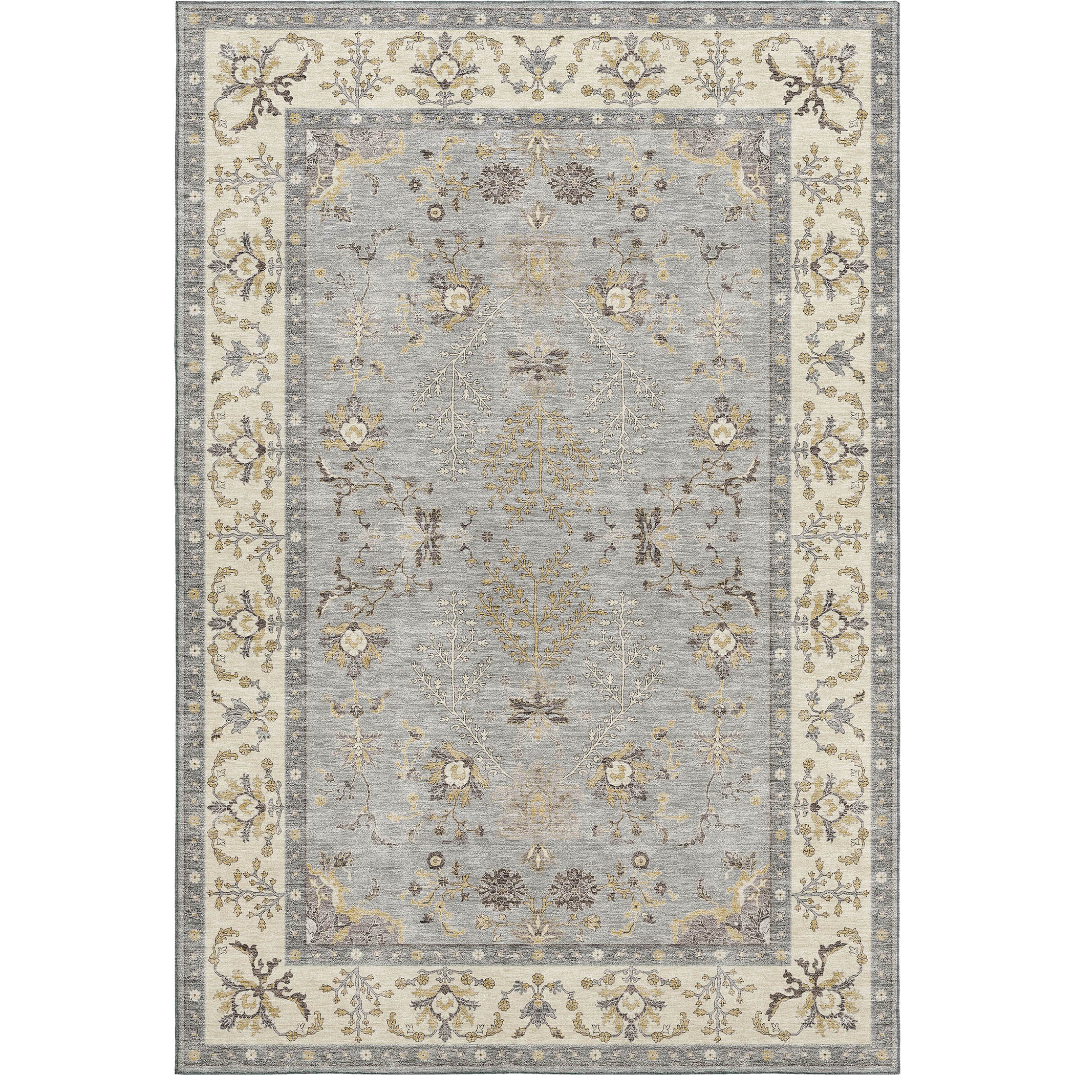 Luxury Washable Indoor/Outdoor traditional HY9 Gray Rug 1'8" x 2'6" #shape_Rectangle